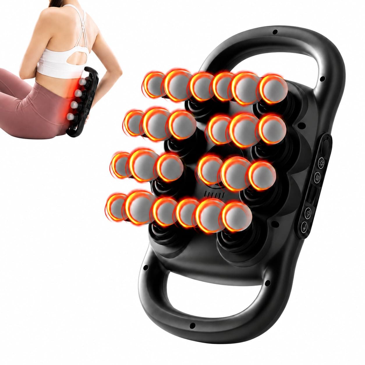 Massage Gun with 24 Heads, Deep Tissue Massager with 9 Modes & 9 Speeds, Red Light Therapy for Muscle Relaxation, Back, Neck & Full Body Relaxation