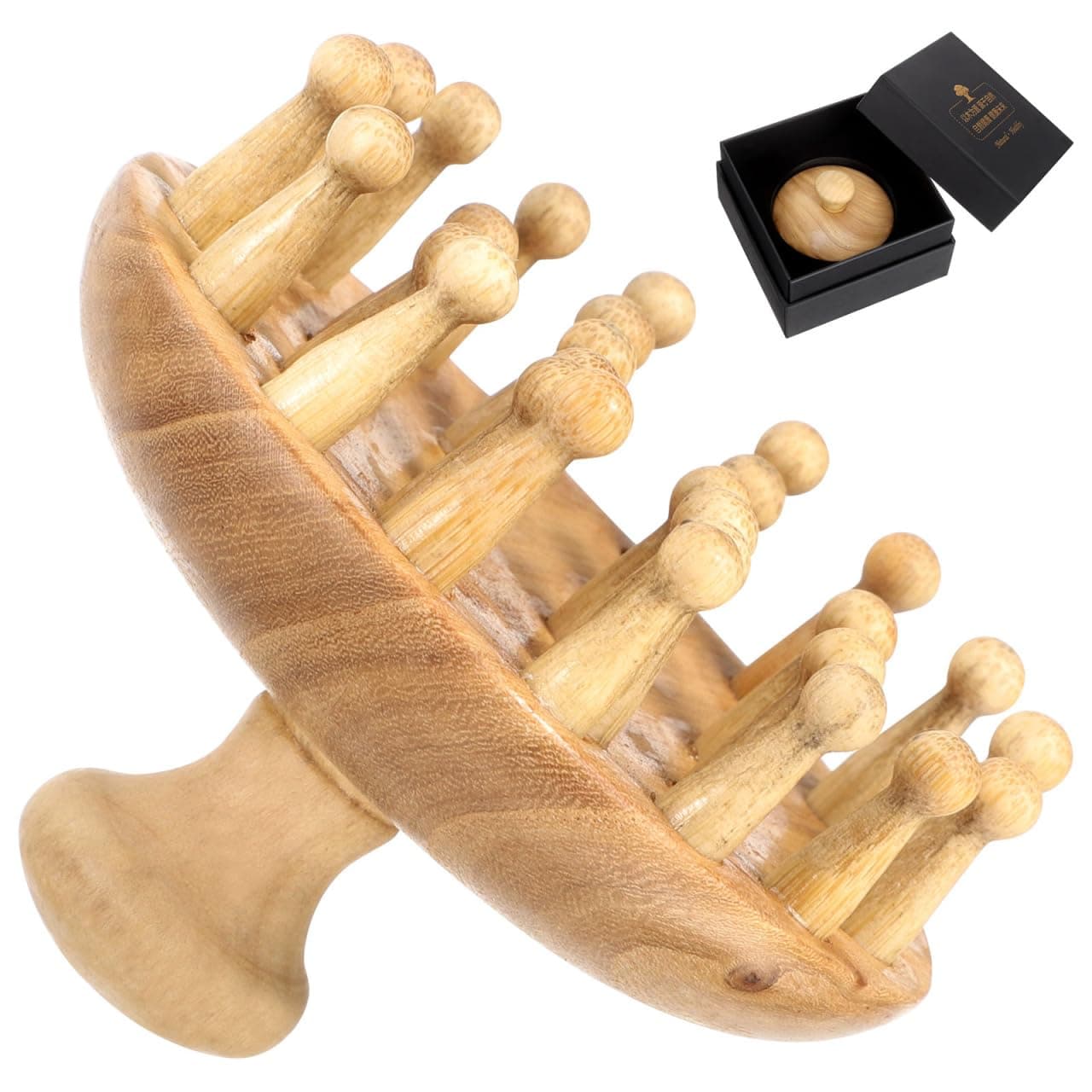 Beavorty Wooden Acupoint Massage Comb for Scalp Relaxation Wide Tooth Hair Types for Women and Family Special Occasions