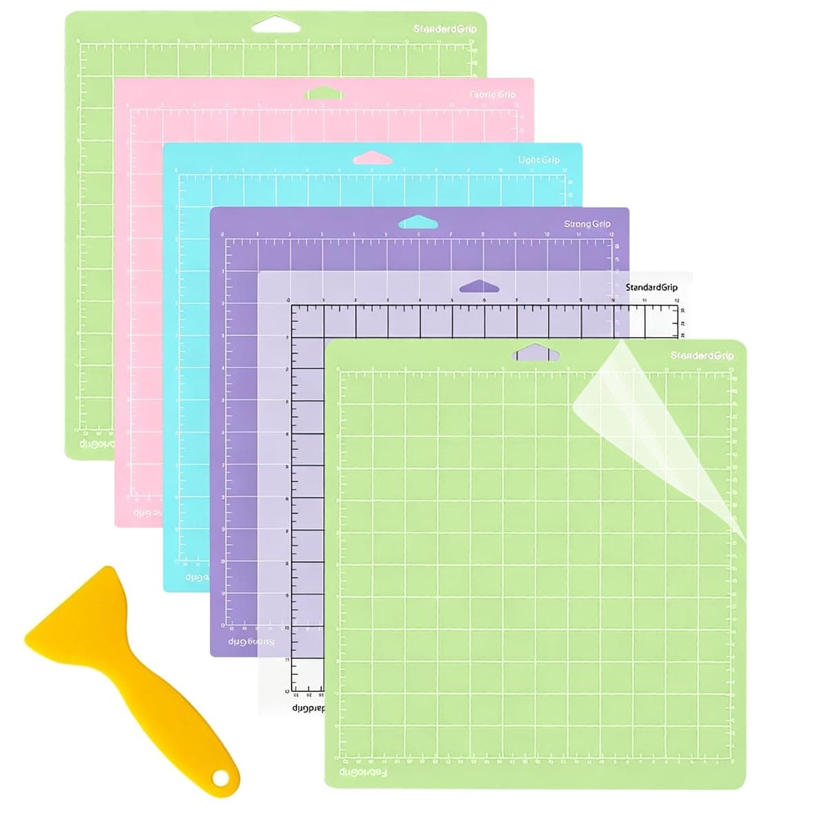 Cutting Mat 6PCS, 12x12" Reusable Adhesive Sticky Replacement Mat, Standard Light Strong Fabric Grip, Multicolor Self-Stick Quilting Sewing Craft Cutting Pad for Cricut Maker 3 Explore 3 Air 2 Air One