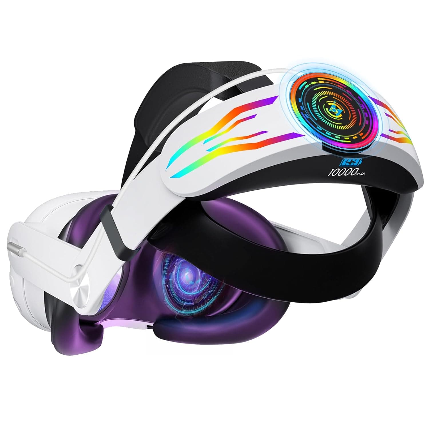 جييريا حزام راس لميتا كويست 3/كويست 3 اس، حزمة بطارية 10000mAh لاوكيولوس كويست 3 مع ضوء RGB، وقت تشغيل ممتد 6 ساعات مع راحة وتوازن معززين، ملحقات الواقع الافتراضي حزام راس قابل للتعديل