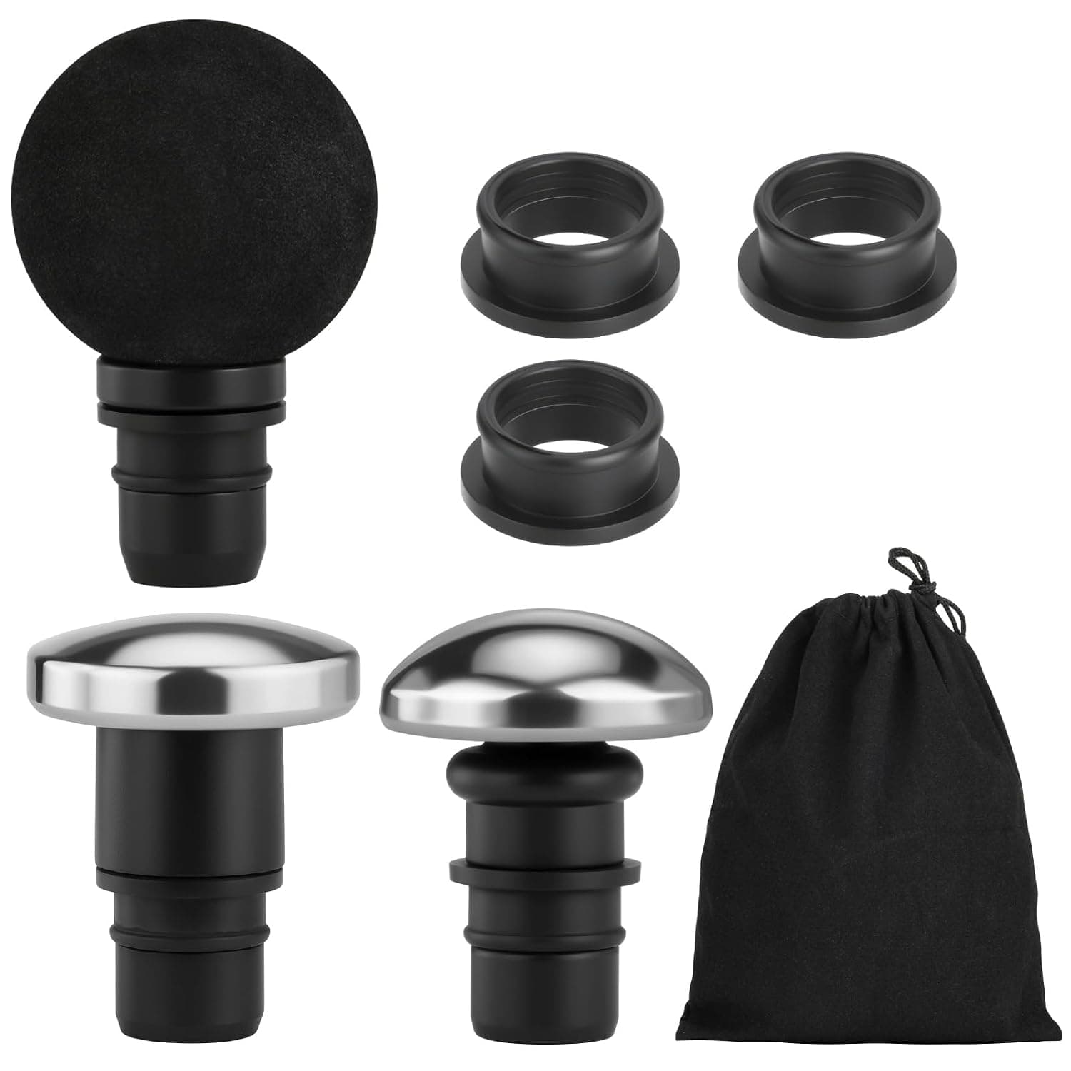 3 Pcs Massage Gun Heads Massager Gun Replaceable Attachment Adapter Deep Tissue Massager Gun Accessories for Runner Athletes Muscle Relaxation, Outer Dia.18.3-18.7 mm, with Mini Storage Bag