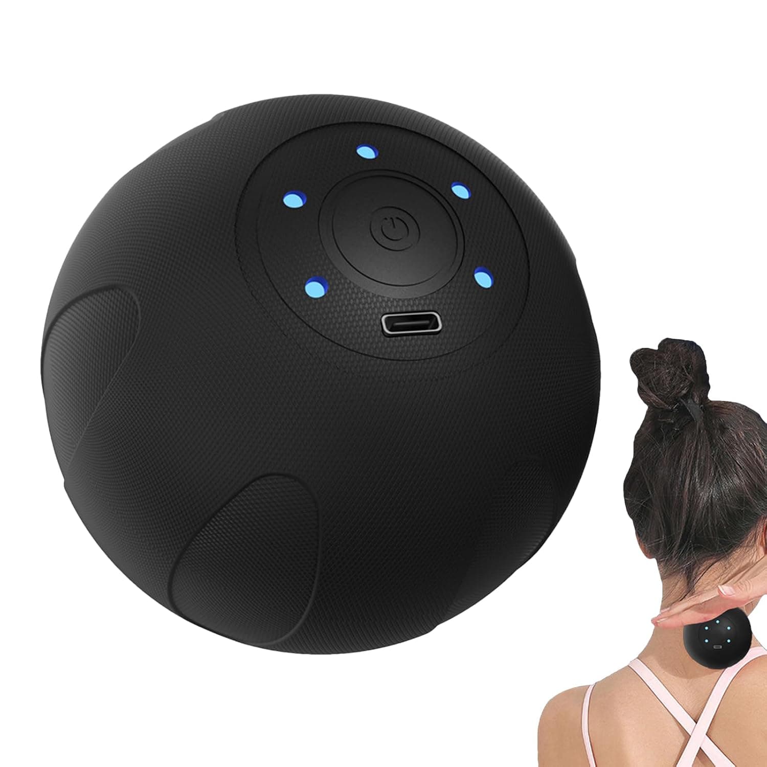 Massage Ball for Back Portable Handheld Rechargeable Relaxation | 5-Speed Foot Massager Ball for Fitness Yoga Muscle Relaxation Back Neck Shoulder Arm Waist Thigh