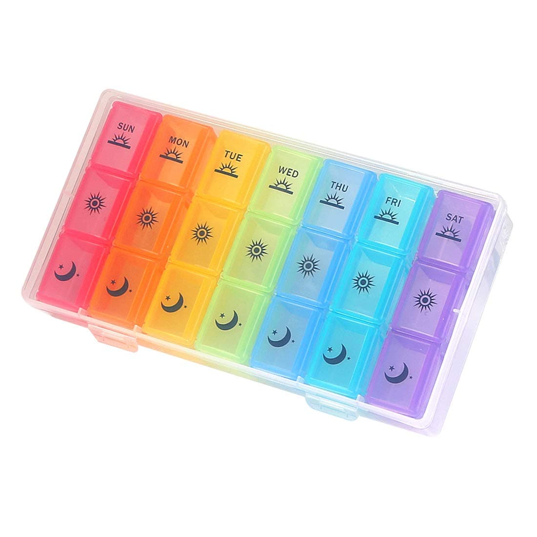 SE7EN-DAY Weekly Pill Organizer,3-Times-A-Day 7 Day Pill Box Large Compartments Moisture-Proof Pill Case Medication Reminder Portable Travel Container for Vitamins Fish Oil Compartments Supplements | Large Compartments, Moisture-Proof, Medication Reminder, Portable Travel Container, For Vitamins Fish Oil Supplements