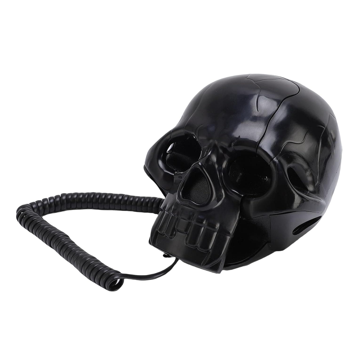 Skull Landline Telephone, Unique Vibrant Design HD Sound Quality Multifunctional Corded Desk Phone, with Quick Disconnection Dialing Redialing (Black)