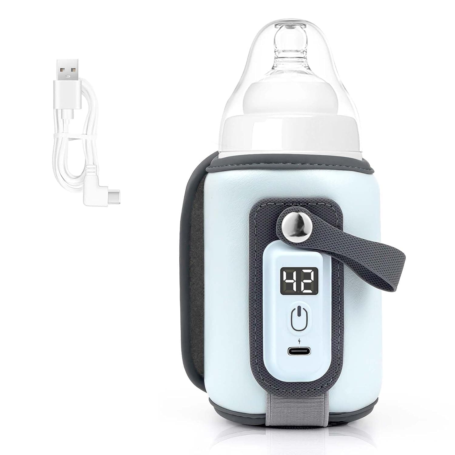 Hepiide Portable Bottle Warmer: Rapid Heating Accurate Temperature Control Warmer - LED Display Baby Milk Warmer for All Bottles - USB Bottle Warmer Suitable for Outing and Home