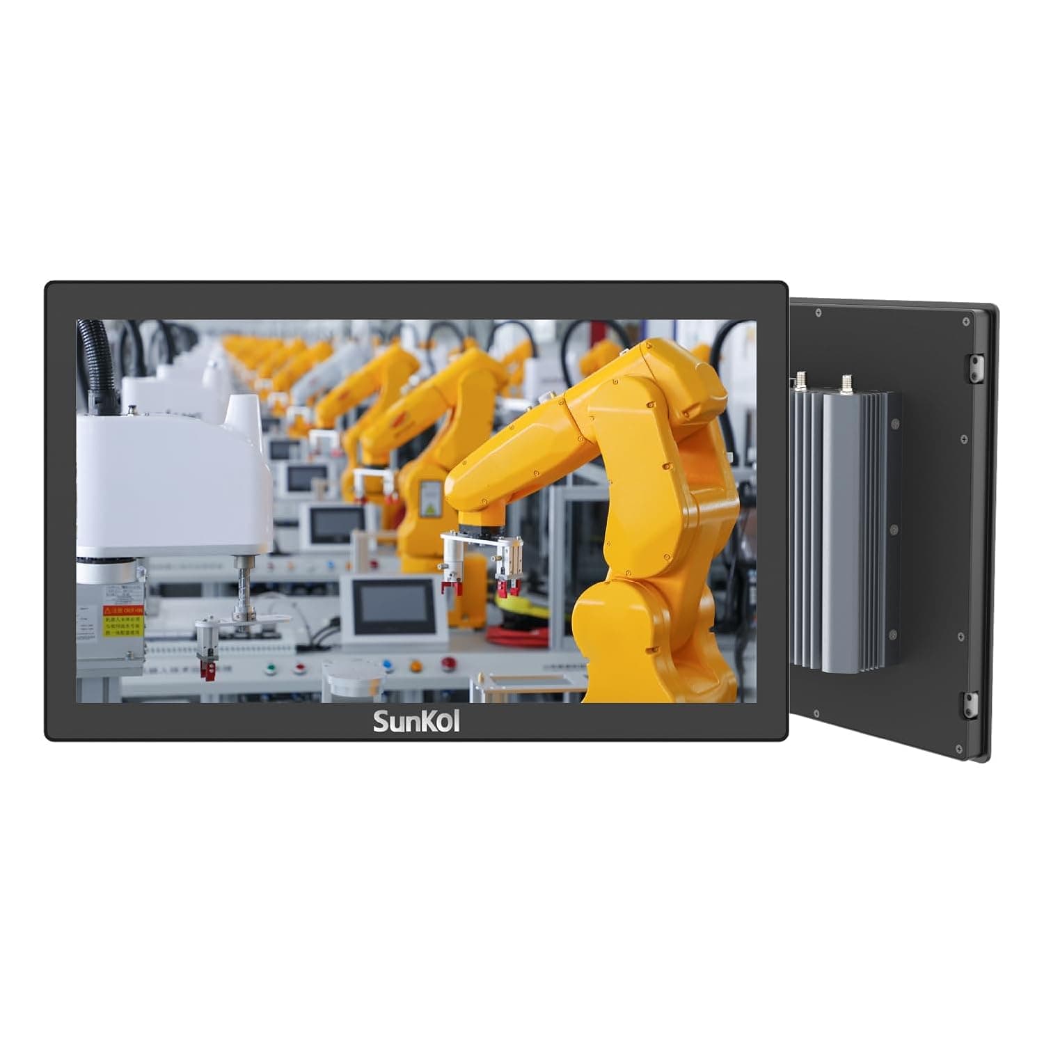 15.6 inch Narrow Bezel Industrial Panel PC, Fanless Embedded Touchscreen, I3-7100U, 16GB DDR3 RAM 512GB SSD, IP65 Front, Windows 10 Pro, VESA Mount for Warehouse, Logistics, Automation