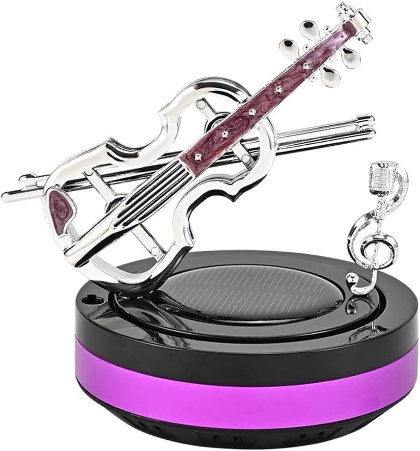 Aputue Rotating Car Diffuser, Solar Powered Violin Shaped Aromatherapy with Solid Tablets, Automatic Rotation Air Freshener for Vehicle Dashboard Decor, Luxury Fragrance Ornament for Office Home