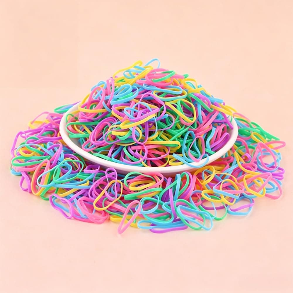 500 Pcs Multi-Size Colorful High Elastic Rubber Bands, Bulk Assorted Stretch Ties for Hair Office Home School Gift Decor