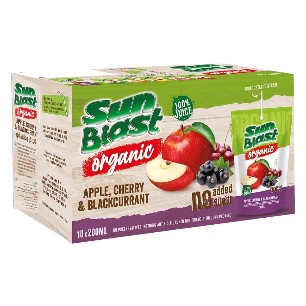 Sun Blast Apple & Cherry & Blackcurrant Juice, 10x 200 ml, White