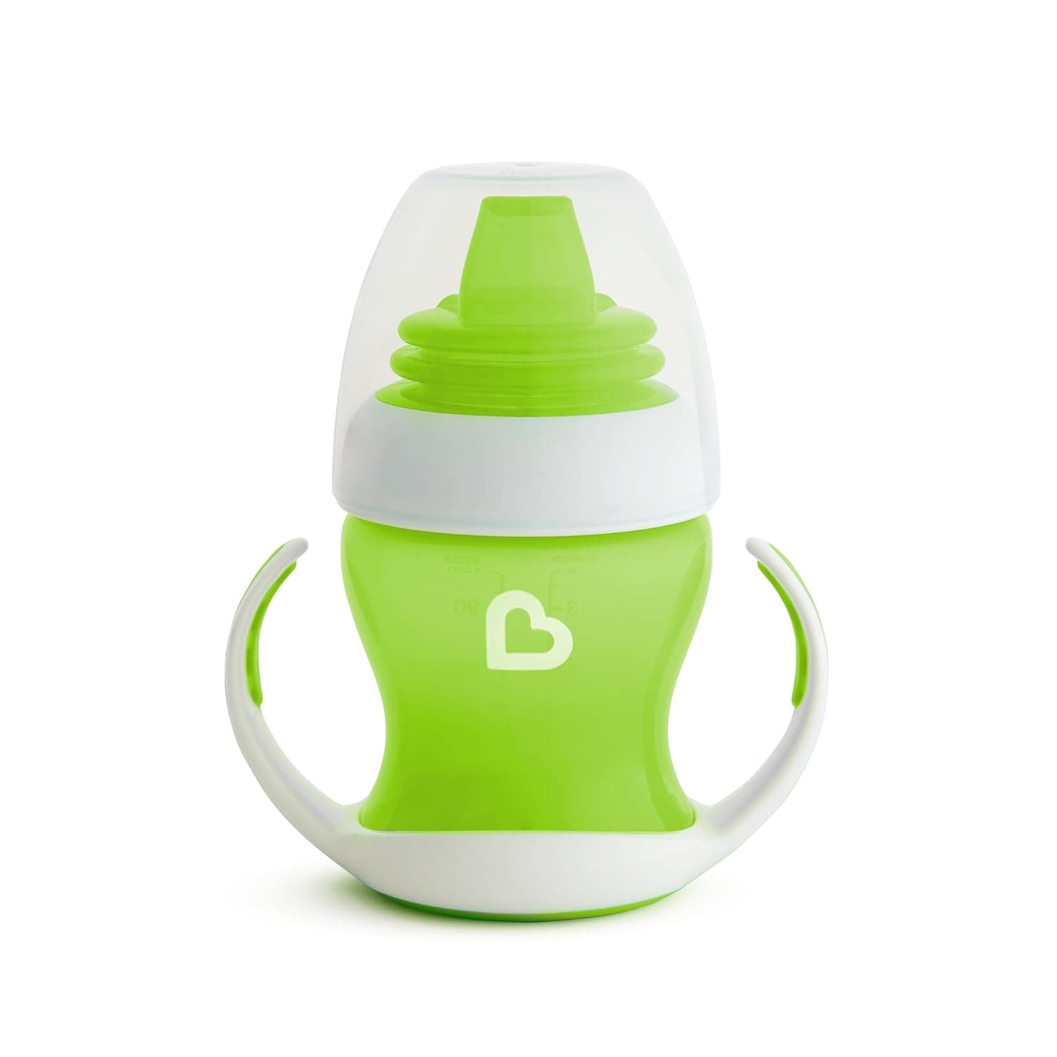 Munchkin Gentle Transition Trainer Cup, Spout transition from bottle to spill proof cup, leak proof and anti-slip handle for Baby/infant, boys and girls, 4oz Capacity, 4 months and above, Green