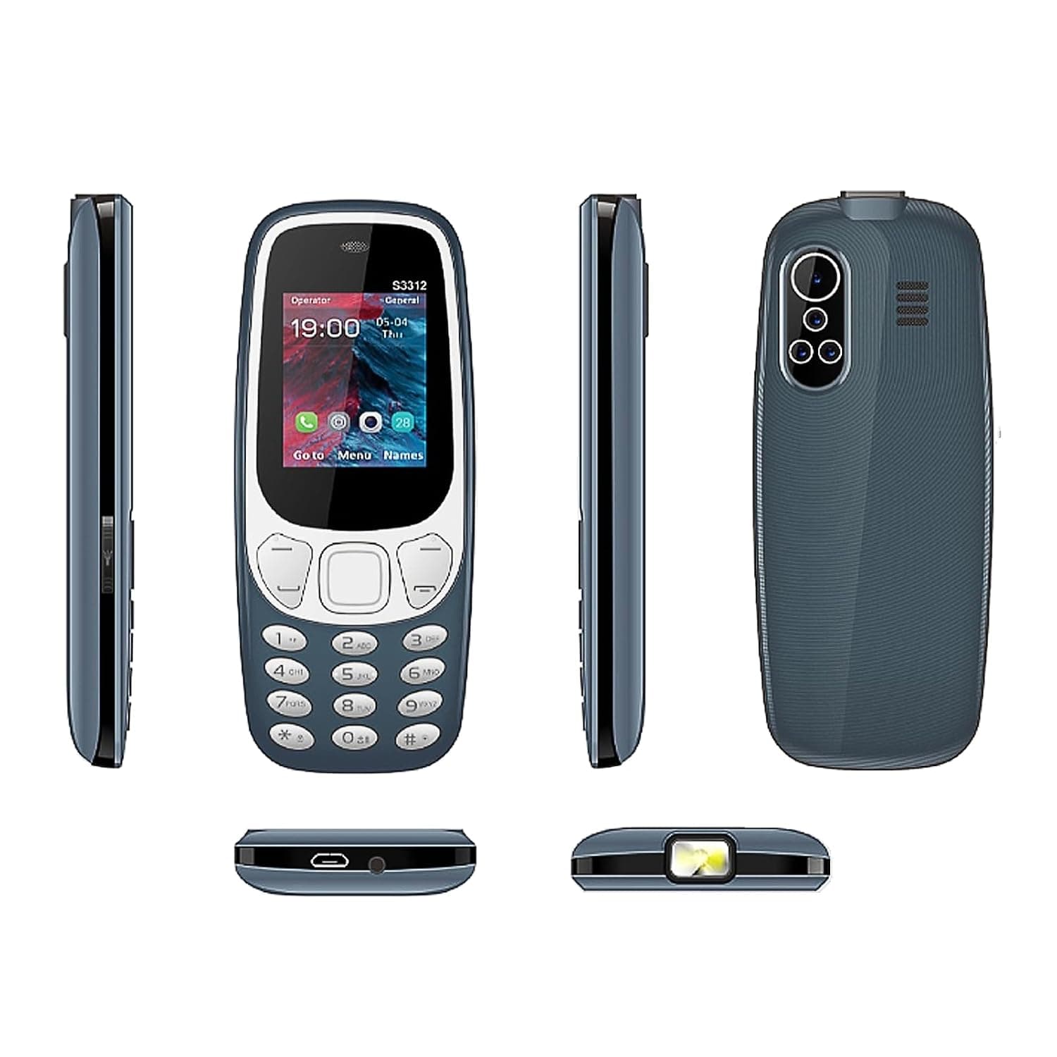 Basic Mobile Phones for the Elderly and Kids, Unlocked Dumb Phones, Cell Phones Without Internet - with Big Buttons, MP3, MP4, Camera, Flashlight, SOS,Blue