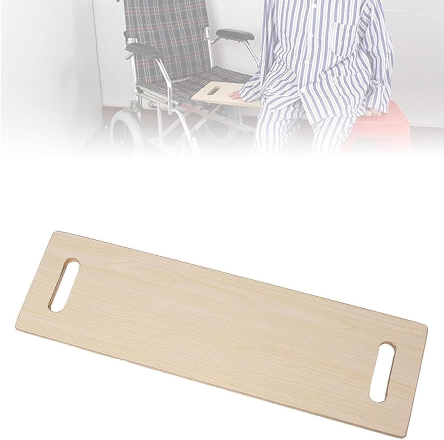 Wooden Patient Transfer Board, Sliding Transfer Board, Assist Transfer from Wheelchair or Commode into Bed,Toilet,Car,Elderly,Mobility,Disabled Assist Device