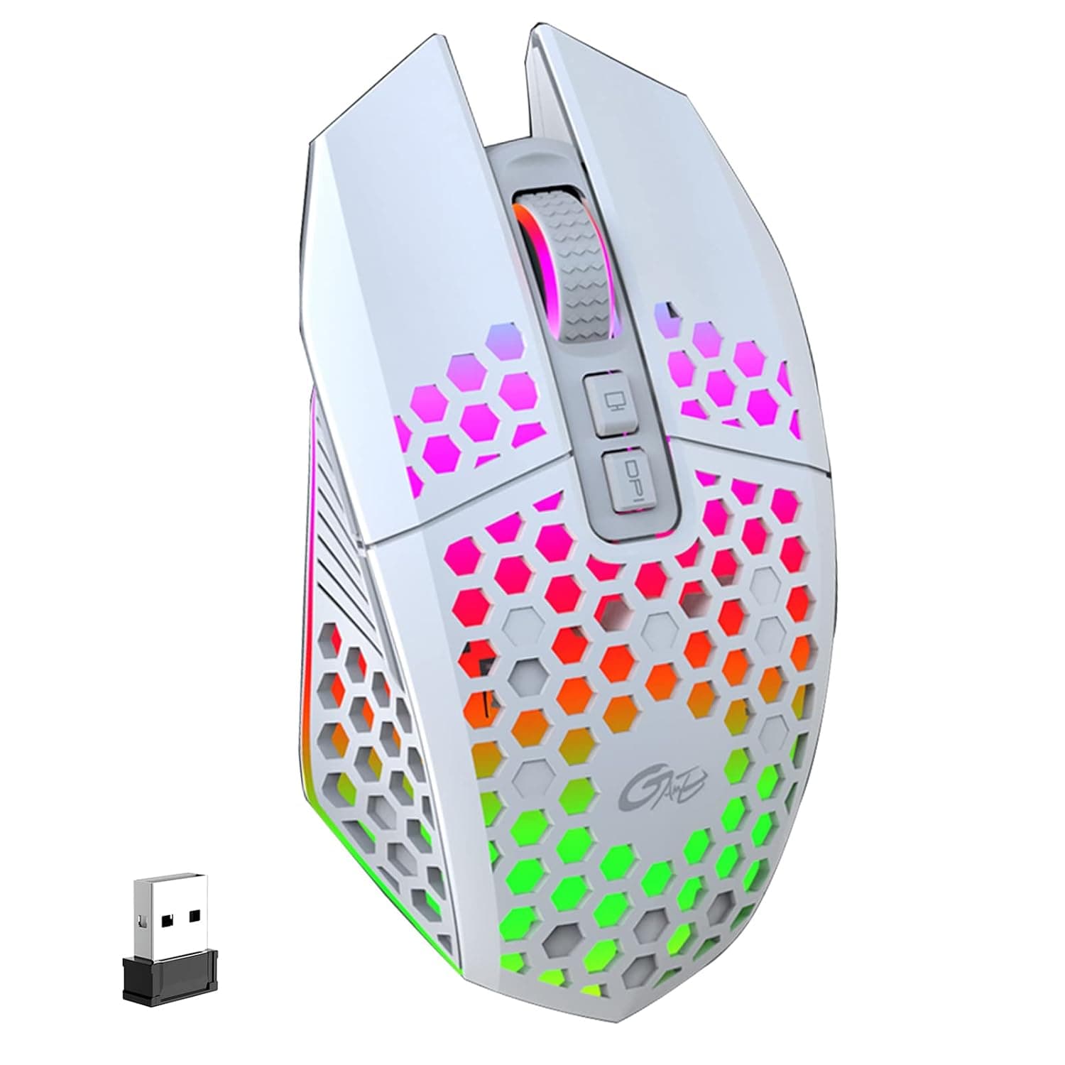 2 4G Wireless Portable Cordless Computer Mouse for Notebook PC Laptop with USB Receiver LED Light 3 Level DPI Built in 7 Keys Mute Design ABS Material One Click Desktop Support