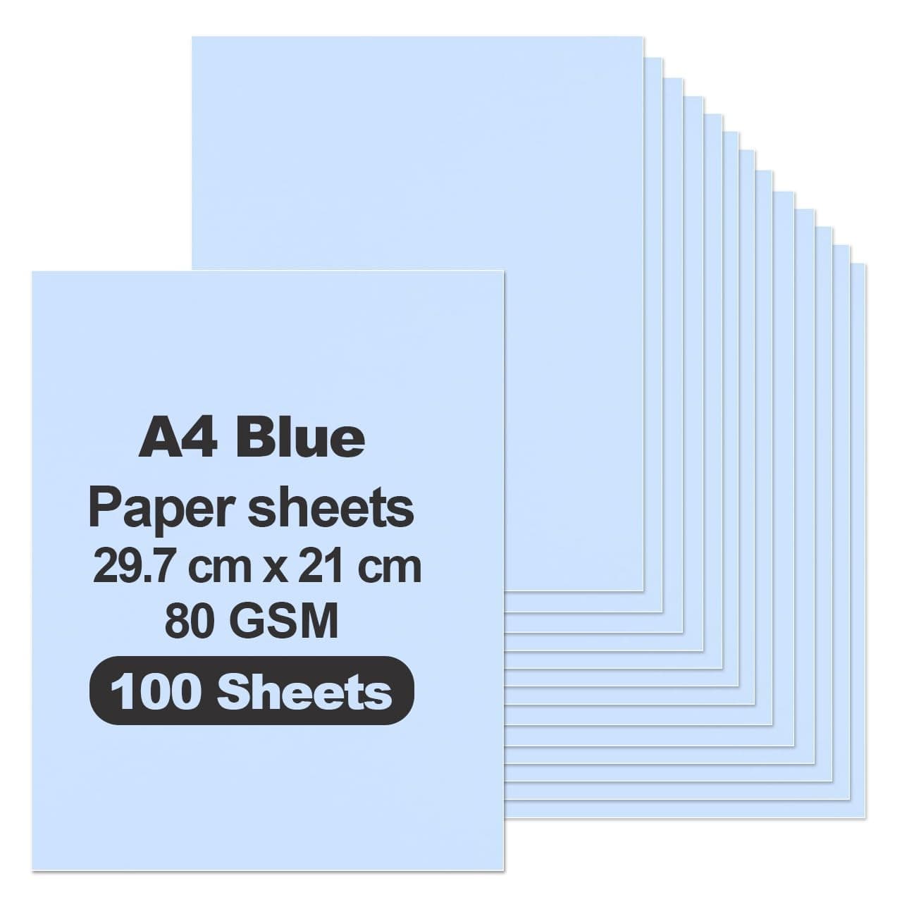 MARKQ Blue Colored Paper, 100 Sheets A4 Color Paper sheets for Decorating Drawing Origami DIY Arts and Crafts, 80gsm 29.7 cm x 21 cm
