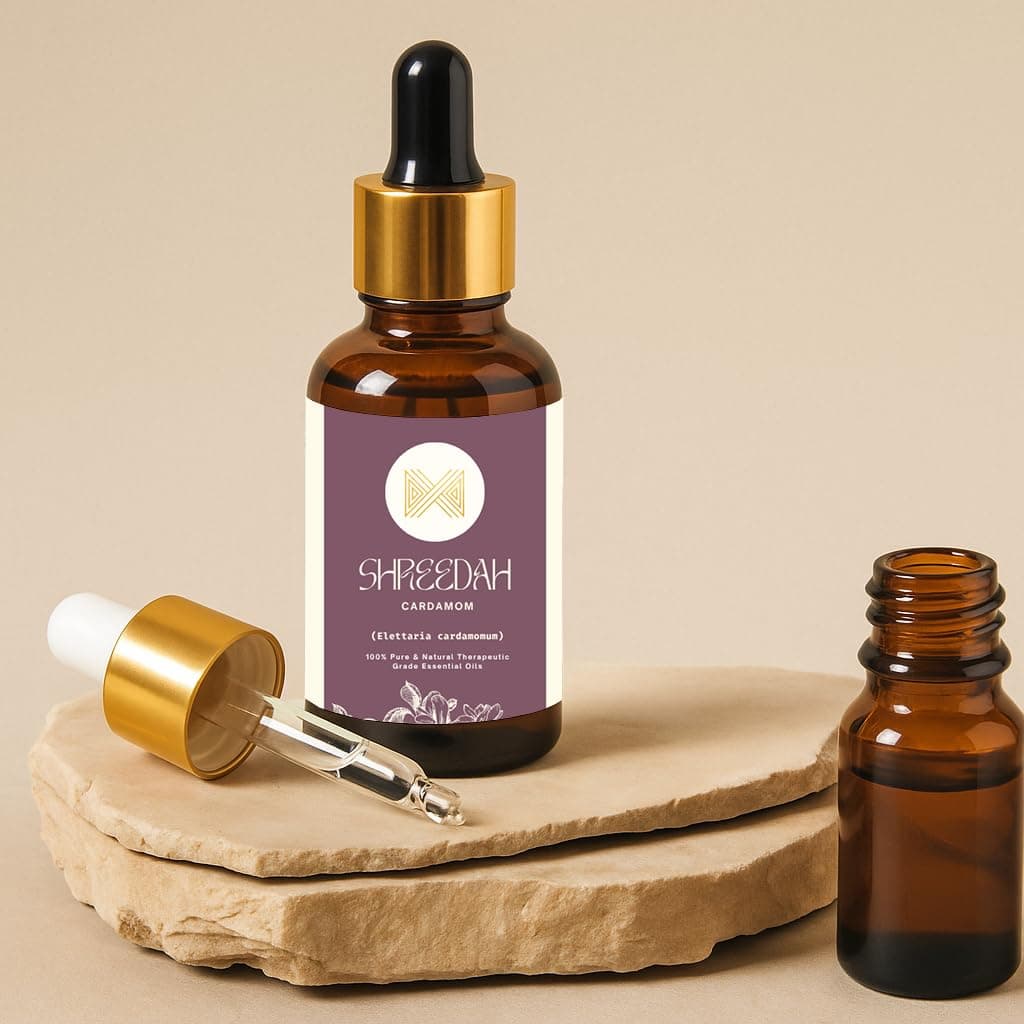 Shreedah Cardamom Essential Oil (Elettaria cardamomum) | Warm & Spicy Aroma | Premium Quality Oil for Diffuser, Aromatic Use & DIY Blends | 100% Pure Oil (15ml)