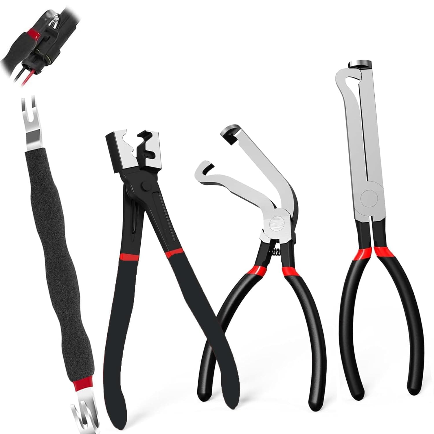 Electrical Disconnect Pliers 4-Pack Professional Set - Automotive Connector Pliers for Cars,Fuel Line Petrol Clip Pipe & Automotive Hose Repair with Rapid Disconnecto Electrical Tools