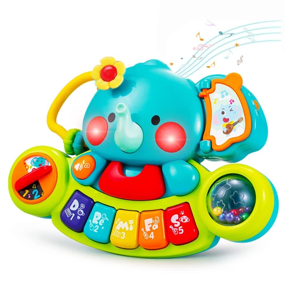 Hola Baby 6-12 Month Old Piano Toys - Elephant Light Up Music, Learning Toys for 1 Year Old Girl or Boy