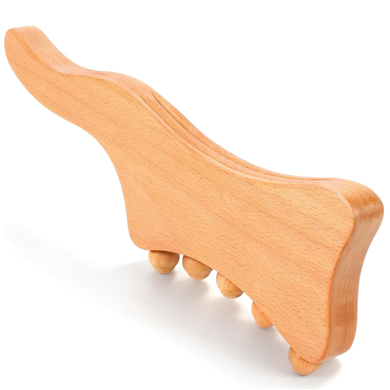 Gua Sha Wooden Therapy Stick with 5 Massage Beads | Maderotherapy fascia stick wood for muscle relaxation and fascia massage, full body scraping stick for neck and arms