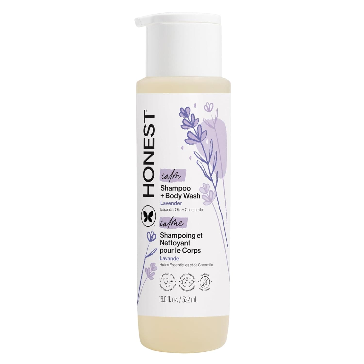 The Honest Company Ultra Dreamy Calming Lavender Shampoo + Body Wash | Tear-Free Baby Shampoo with Naturally Derived Ingredients | Sulfate- & Paraben-Free Baby Bath | 18 Fl Oz (Pack of 1)