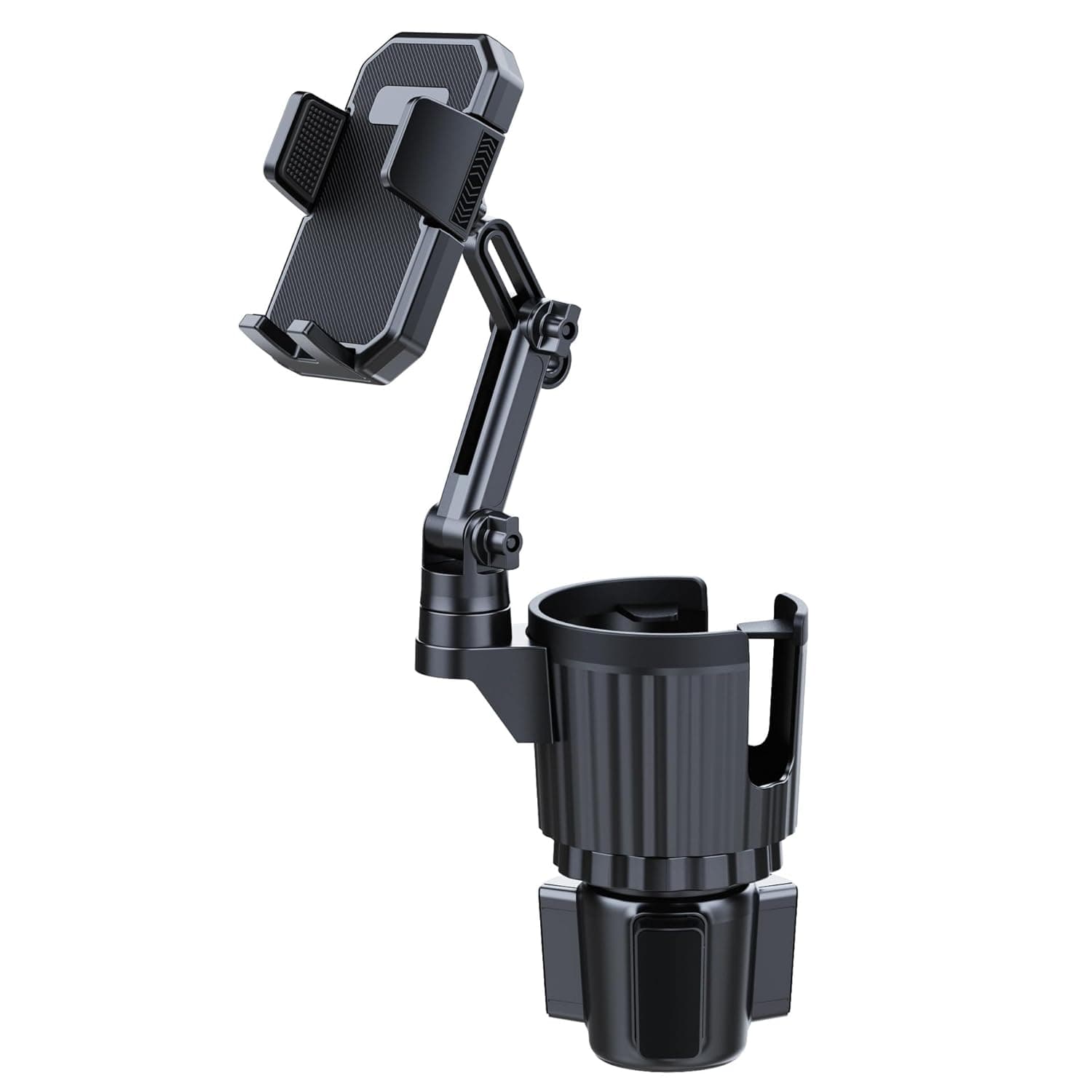Car Cup Holder Phone Mount 2-in-1 Drink Expansion Cell Phone Cup Holder for car with 360°Rotation Arm Adjustable Car Cup Phone Holder Stand Compatible with 4-7 Inch Smartphones and Most Baby Bottles.