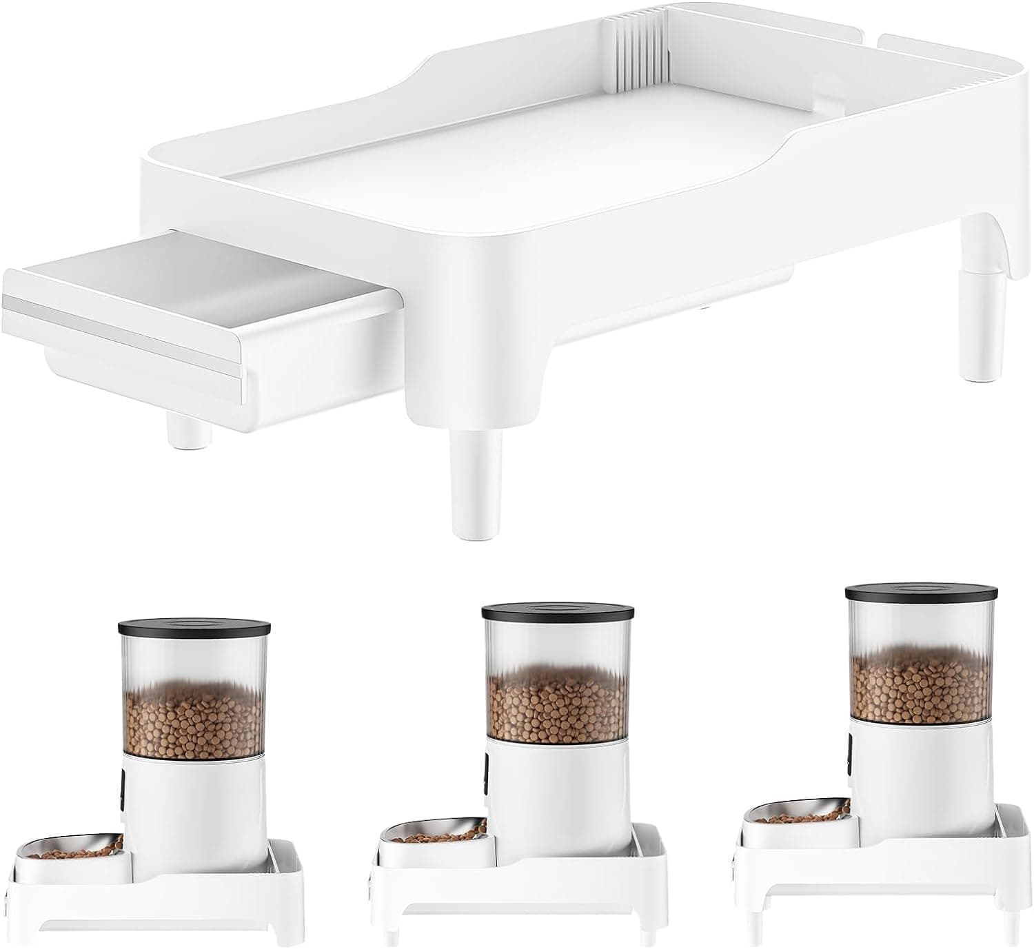 Elevated Cat Feeder Stand, Raised Holder for Automatic Cat Feeder and Dog Feeder, 3 Adjustable Height Pet Food Dispenser Shelf Suitable for Most Automatic Pet Feeders
