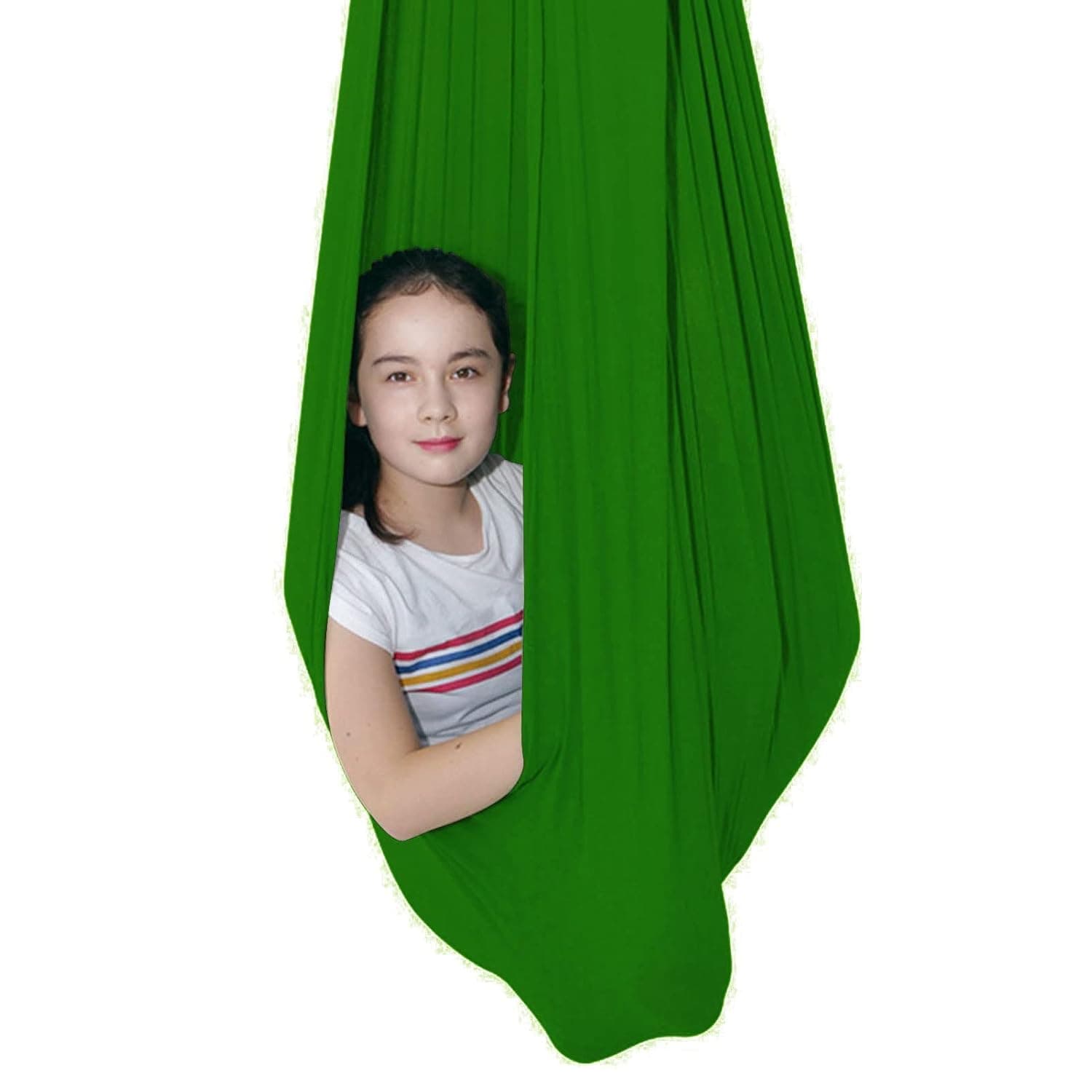Sensory Swing for adults Indoor kids Therapy Swing Calming Snuggle Hammock durable soft strong fabric swing Best suited for children with SPD Autism and Asperger (Color : Green, Size : 1.5M x 2.8M)