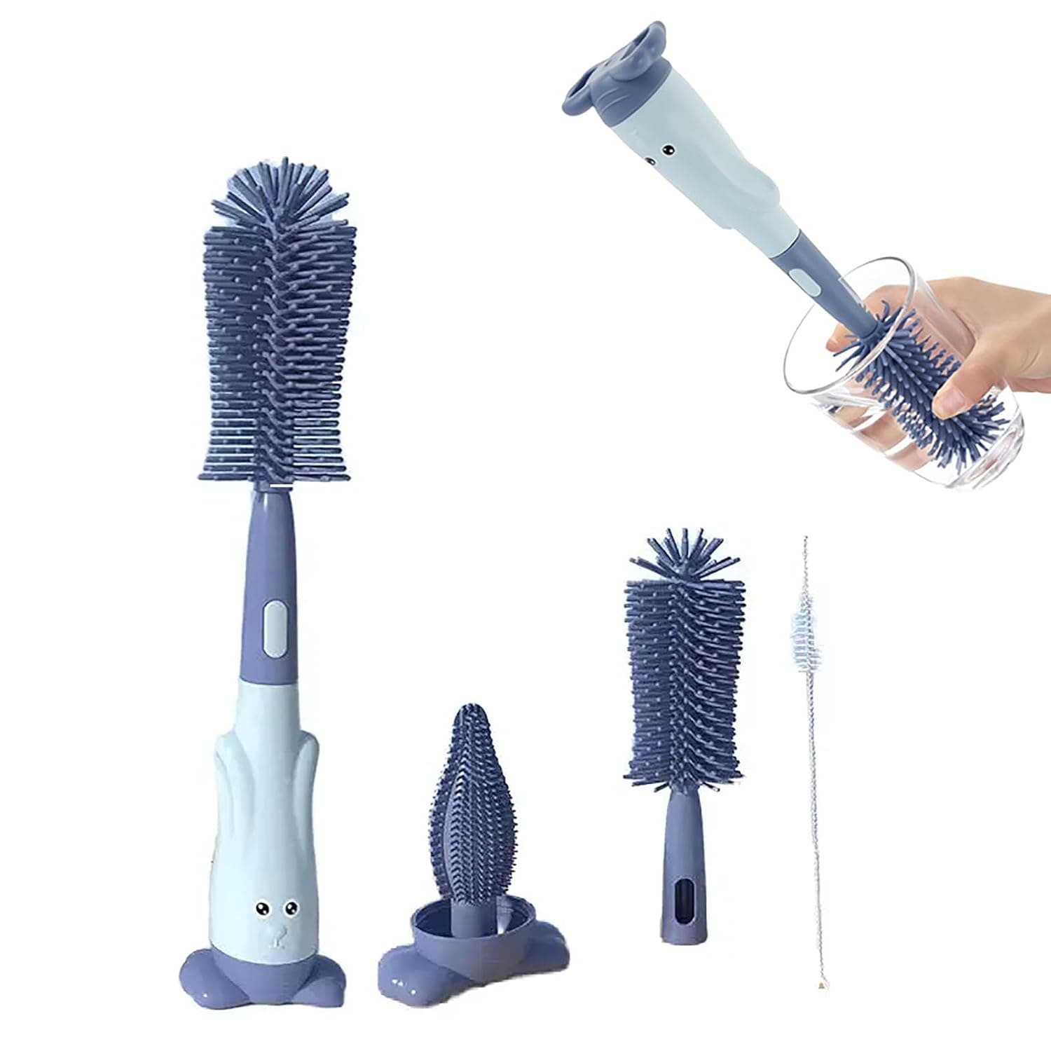 ToolHouse 3 in 1 Baby Bottle Brushes, Silicone Bottle Brush, Bottle Cleaning Brushes Straw Brush Set for Baby Bottles, Cups and Straws