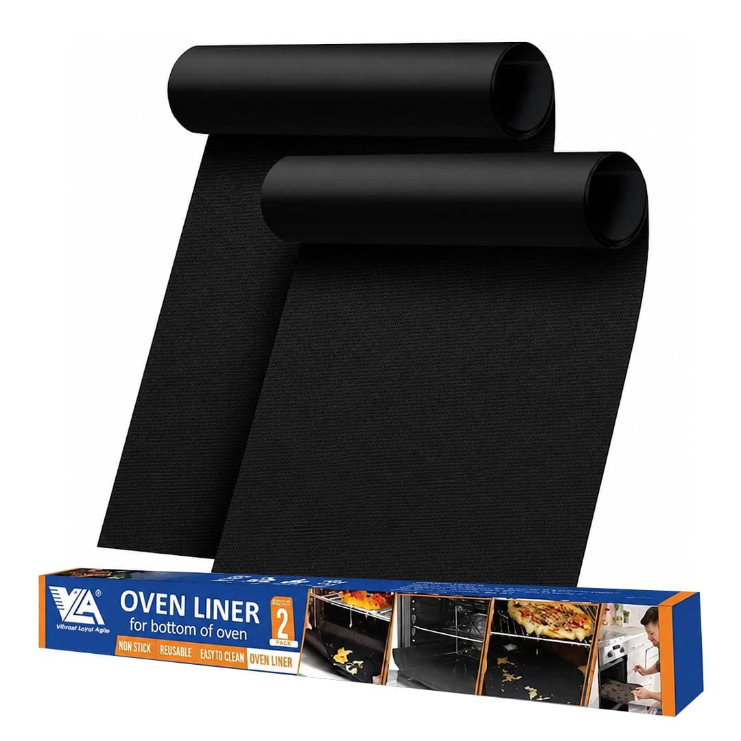 2 Pack Non Stick Oven Liners Mat Reusable Large Thick Heavy Duty 25"x 17" BPA and PFOA Free, for bottom of Electric Oven Gas Oven Microwave Charcoal or Gas Grills