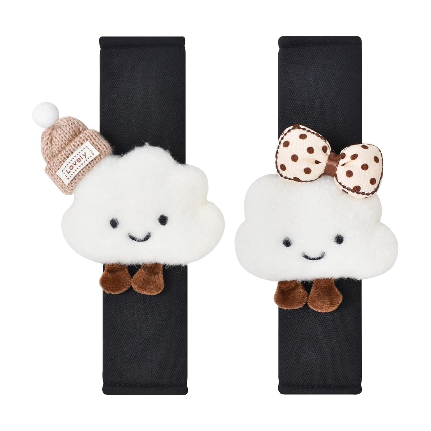 2 Pack Cloud Seat Belt Covers for Car, Soft Comfortable Shoulder Pads for Adults & Kids, Universal Seatbelt Protector, Cute Black Car Interior Accessories for Women