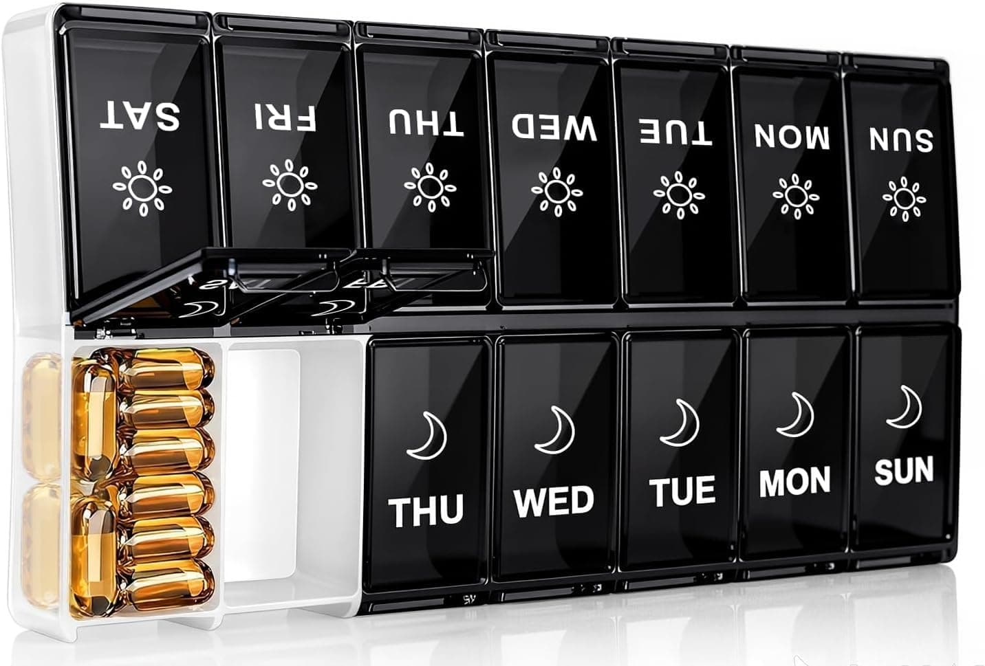 Mossime XL Pill Organizer 2 Times a Day, 7 Day Am Pm Weekly Pill Box