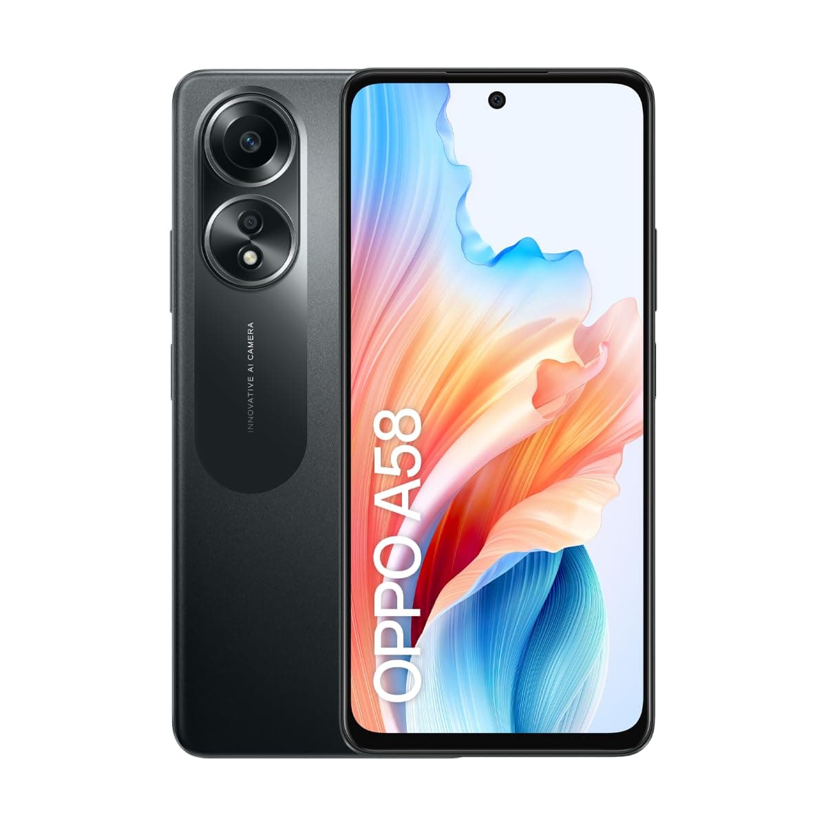 Oppo A58 4G Dual-SIM 128GB ROM + 6GB RAM (Only GSM | No CDMA) Factory Unlocked 4G/LTE Smartphone (Glowing Black) - International Version