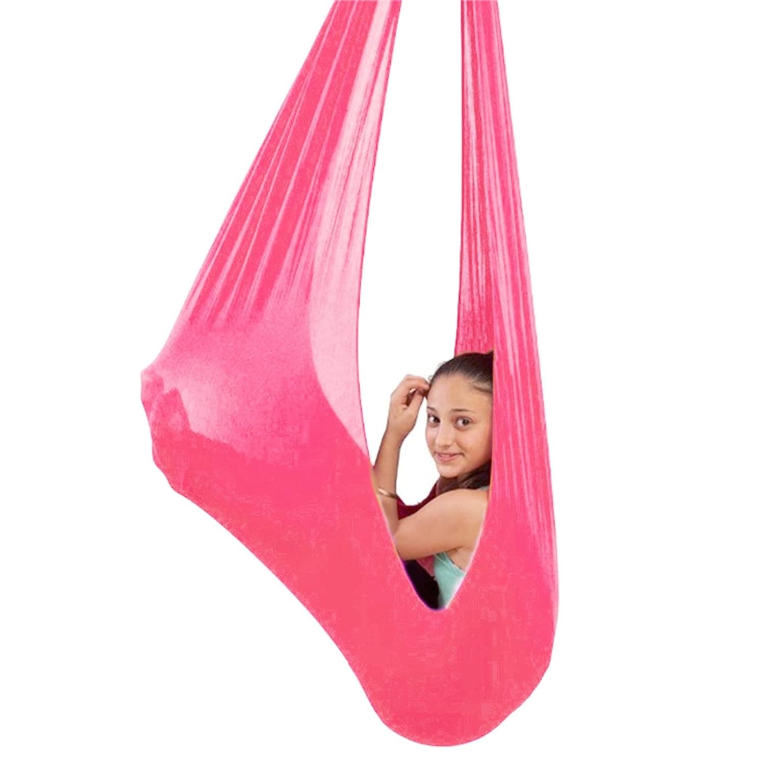 Sensory Swing for adults Indoor kids Therapy Swing Soothing Calming Snuggle Hammock durable soft strong fabric swing Excellent stretchability calming effect (Color : Pink, Size : 1.5M x 2.8M)
