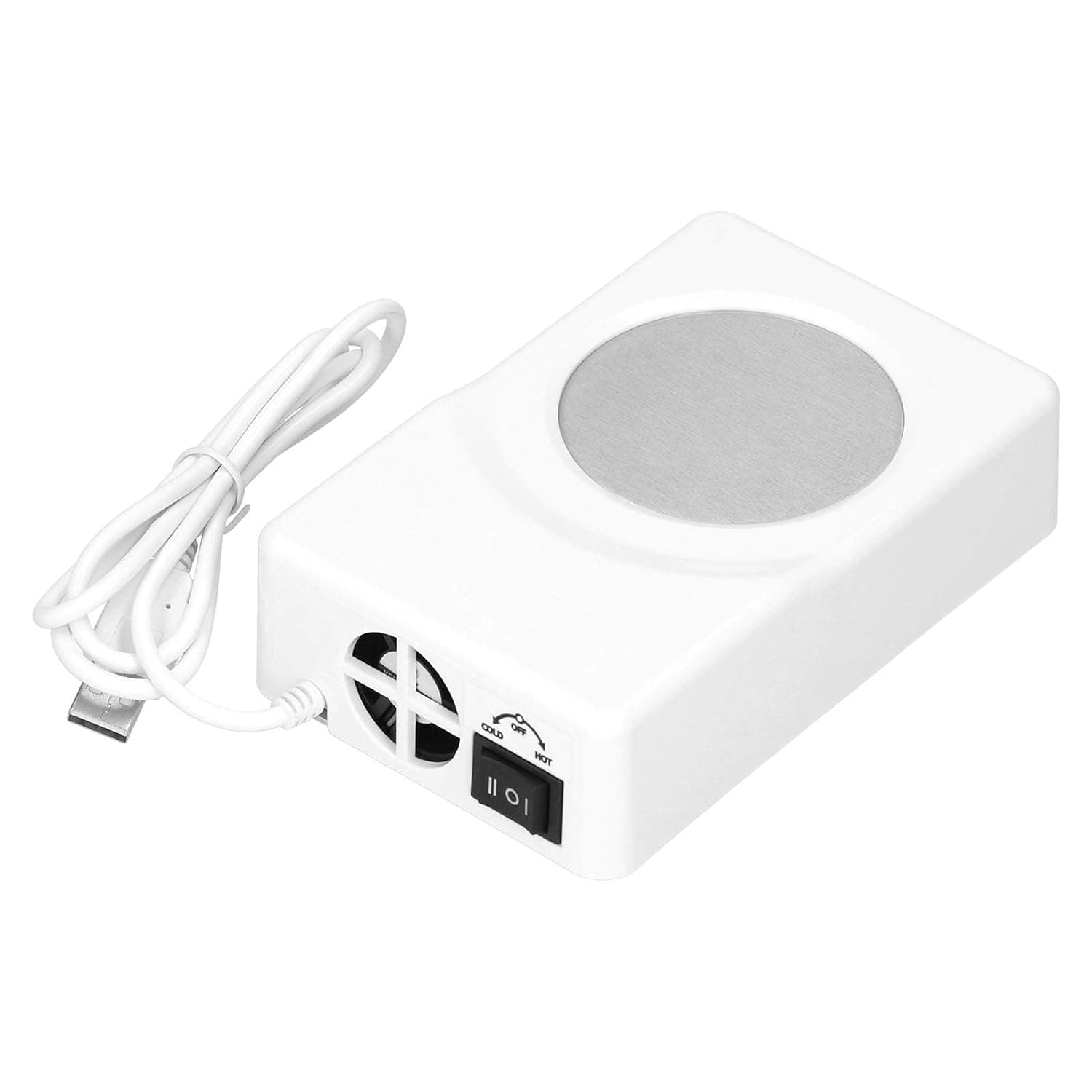 Jiawu USB Heating Cooling Coaster, Portable Electric Cup Warmer Cooler for Home Office Car, 10W Semiconductor Refrigeration Pad, One-Key Cooling & Constant Temperature Heating for