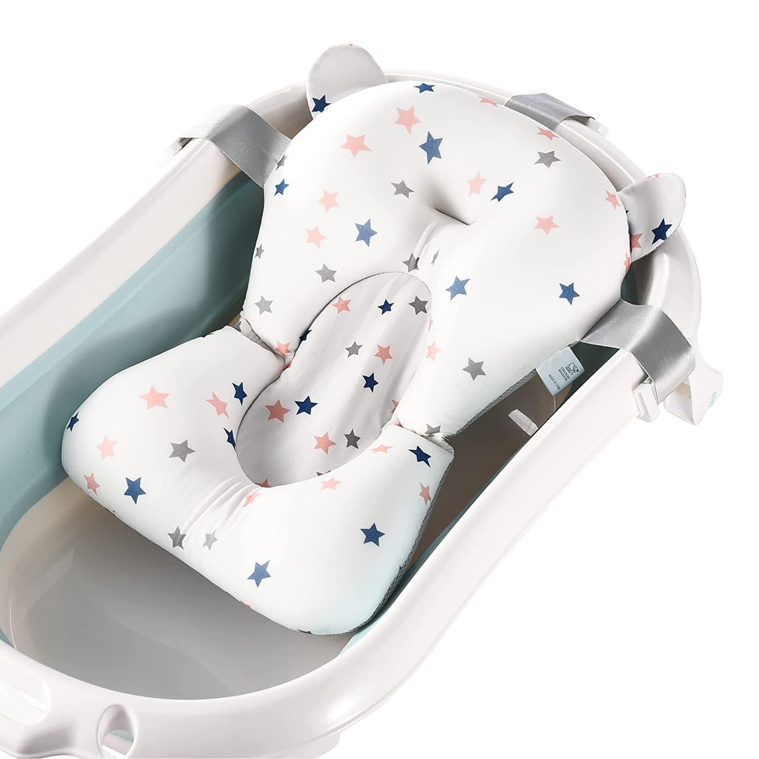 Baby Bath Pad, Adjustable Non-Slip Floating Infant Bath Support Cushion, Baby Bath Pillow for Bathtub, Bath Tub Seat Mat For New Born/Infants Bathing Support | Bath Organizers, 0-12 Months