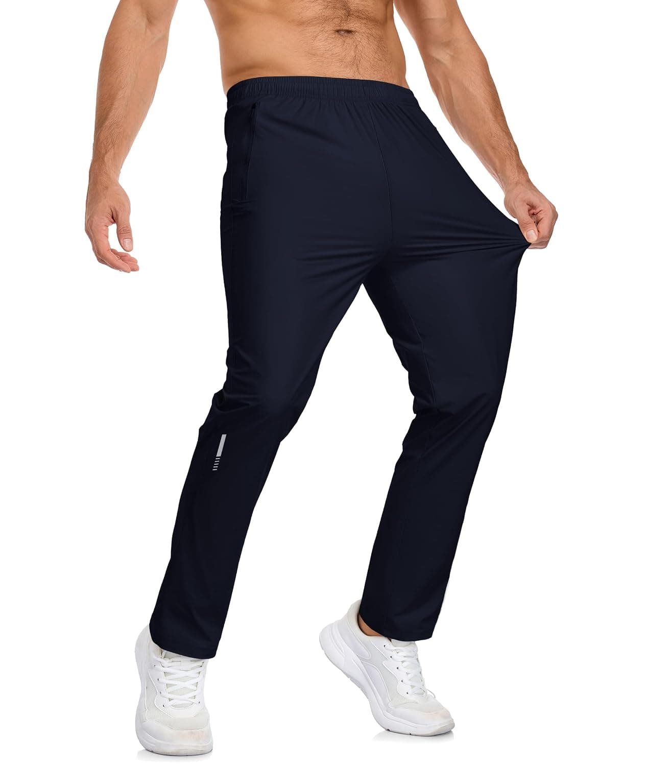 Mens Sport Gym Pants Lightweight Quick Dry Athletic Workout Pants Nylon Breathable Running Sweatpants with Zip Pockets