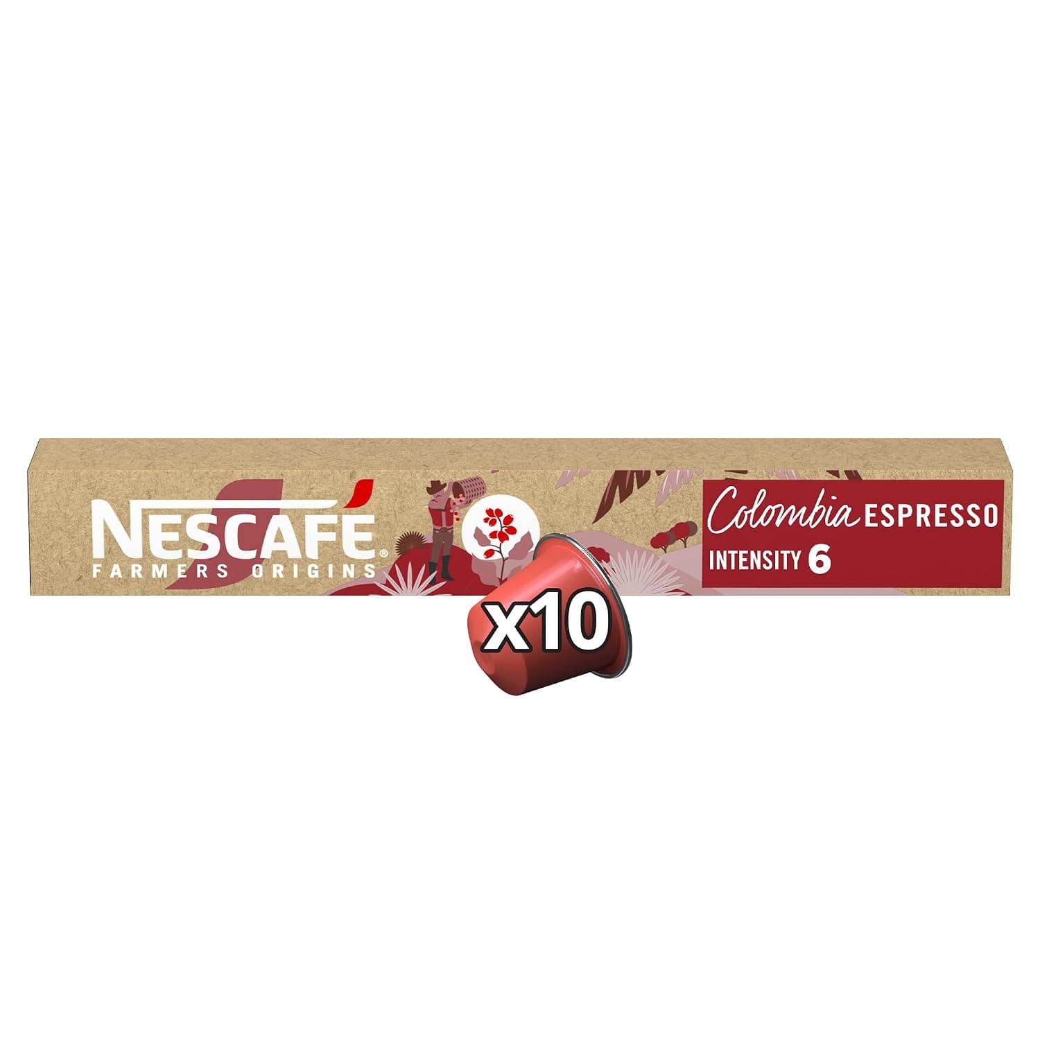 Nescafe FARMERS ORIGINS COLOMBIA Coffee Capsules Tube of 10, 44g (Compatible with Nespresso Machines)