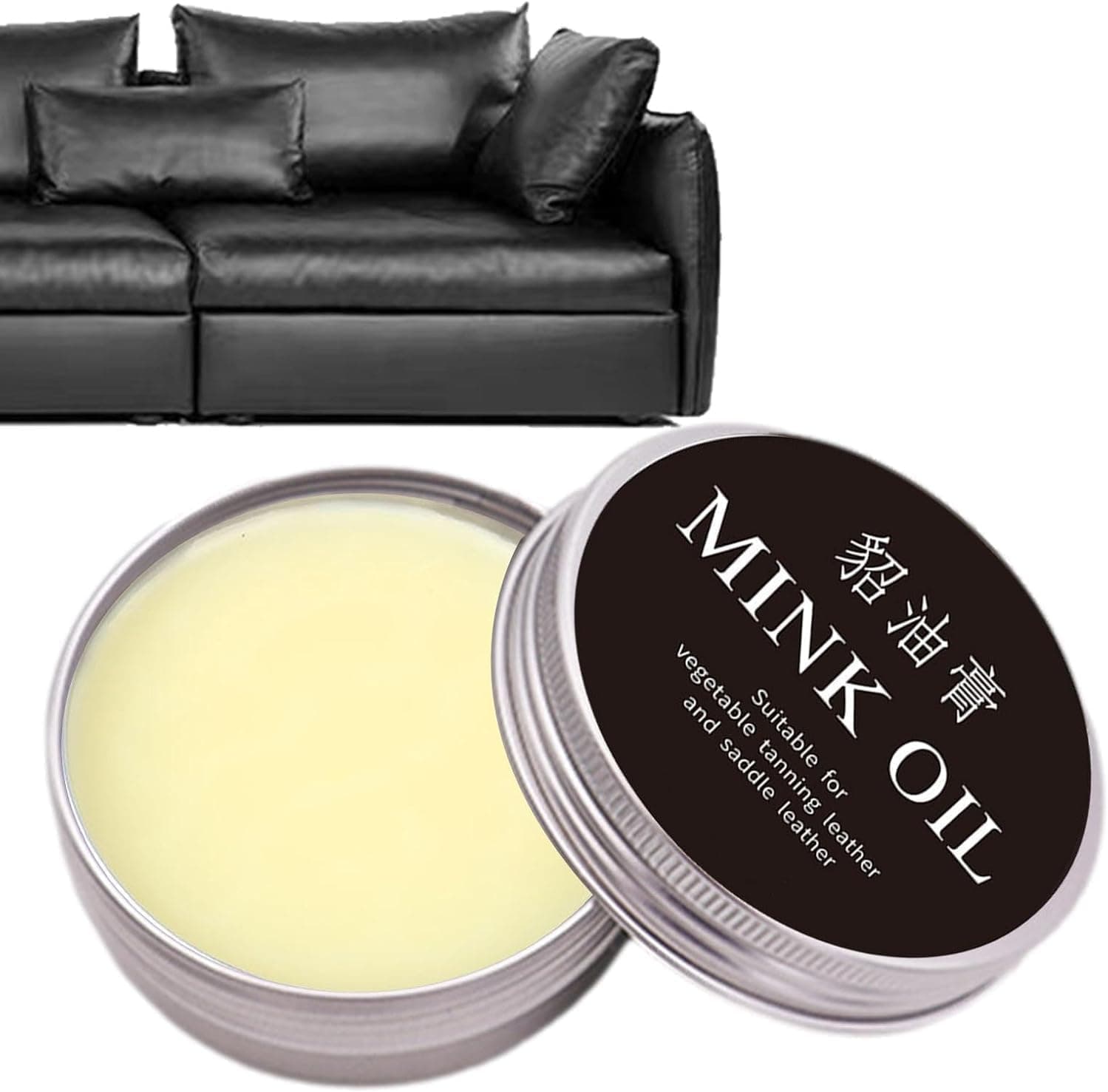 Leather Care Cream - Natural Leather Cleaning Moisturizer with Mink Oil - Conditioning Cream for Refurbishing and Restoring Leather Furniture, Shoes, Car Seats, Boots