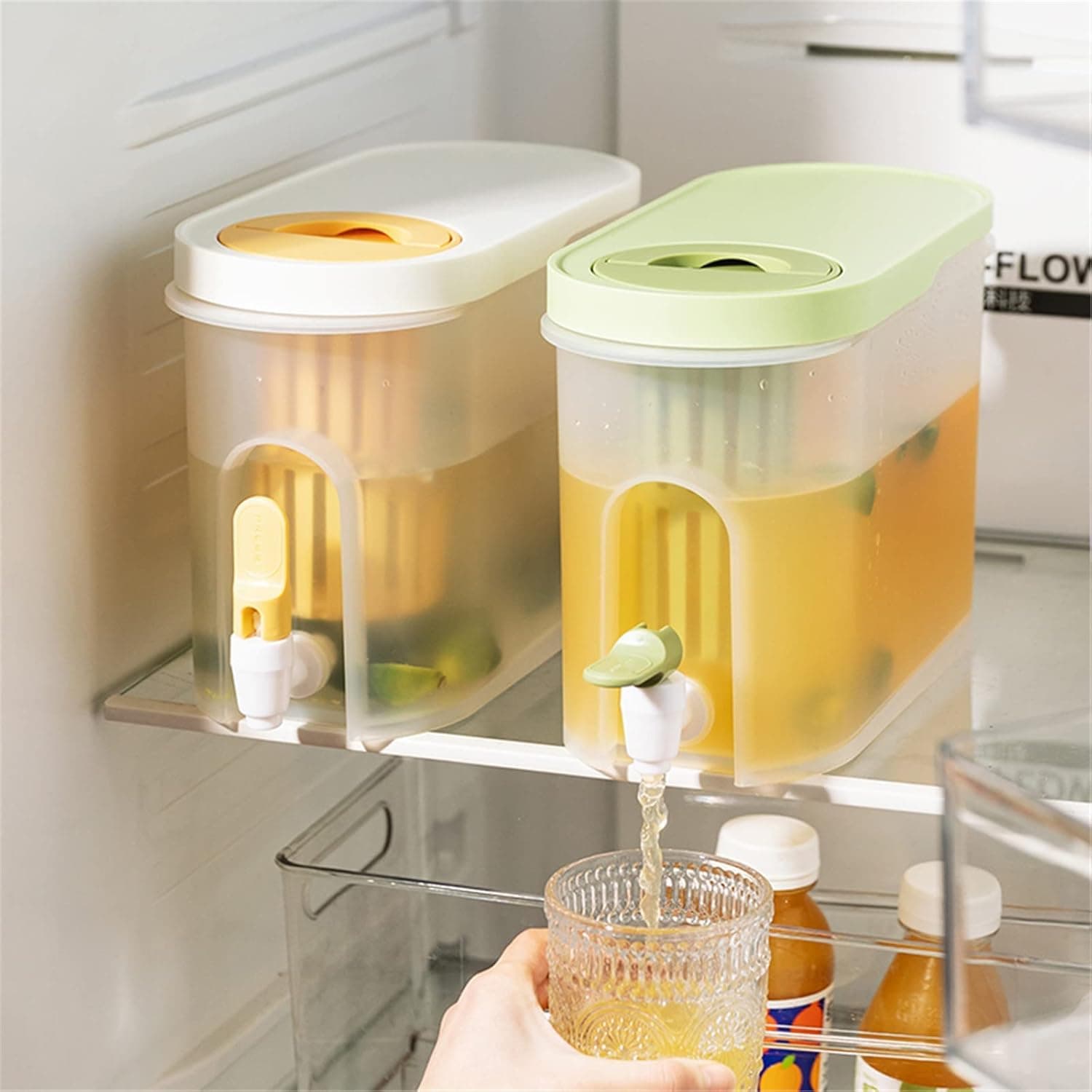 Tazweeq Fridge Drink Dispenser with Spigot, Plastic Cold Beverage Container, Ideal for Refrigerator, Fruit Infusion, Kitchen, Home Parties, Bars, 3.9L