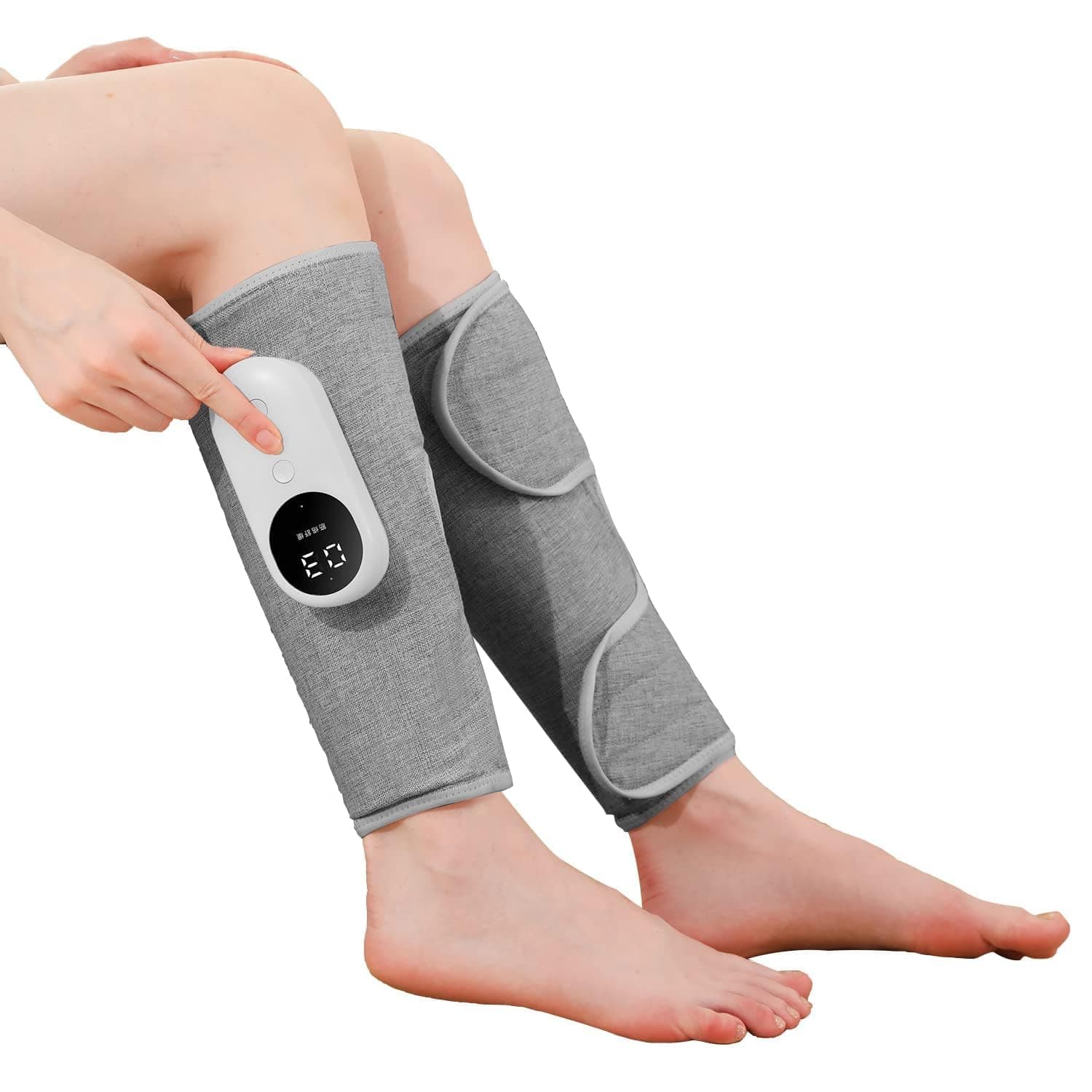 Joyzzz Leg Massager, 1 Pair Air Compression Calf Massager with Heat, 3 Intensities & 3 Modes for Circulation and Pain Relief, Muscle Relaxation for The Elders (Gray)