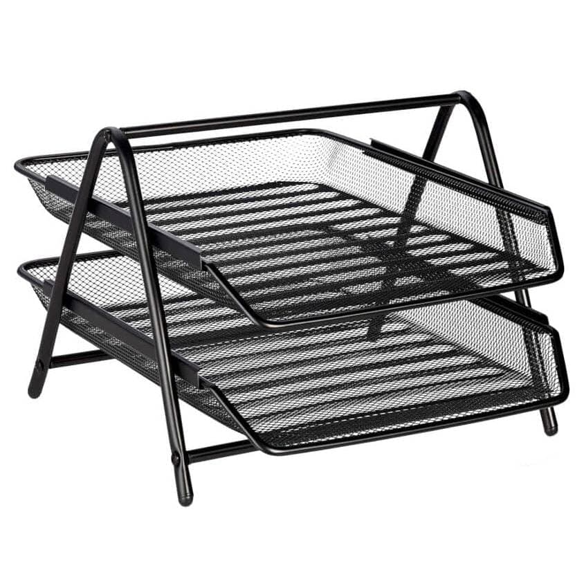 MOMENT 2-Tier Paper Tray, Desktop Organizer, 2 Layer A4 Metal tray Office Desk Organiser, Paper File Storage, Workspace, Office, Black