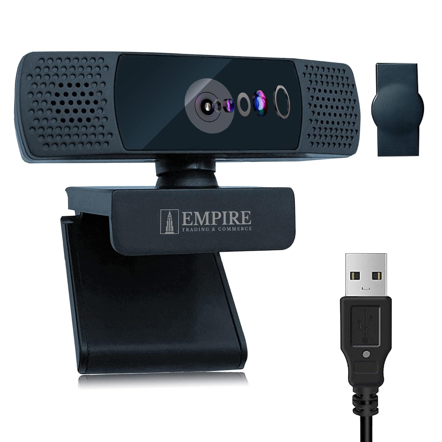 كاميرا ويب 1080P مع ميكروفون، FHD للكمبيوتر غطاء للخصوصية، بث شاشة عريضة 98 درجة، للتوصيل والتشغيل تصحيح الإضاءة المنخفضة، ميكروفون تقليل الضوضاء من امباير، من امباير ترايدينج اند كوميرس، أسود