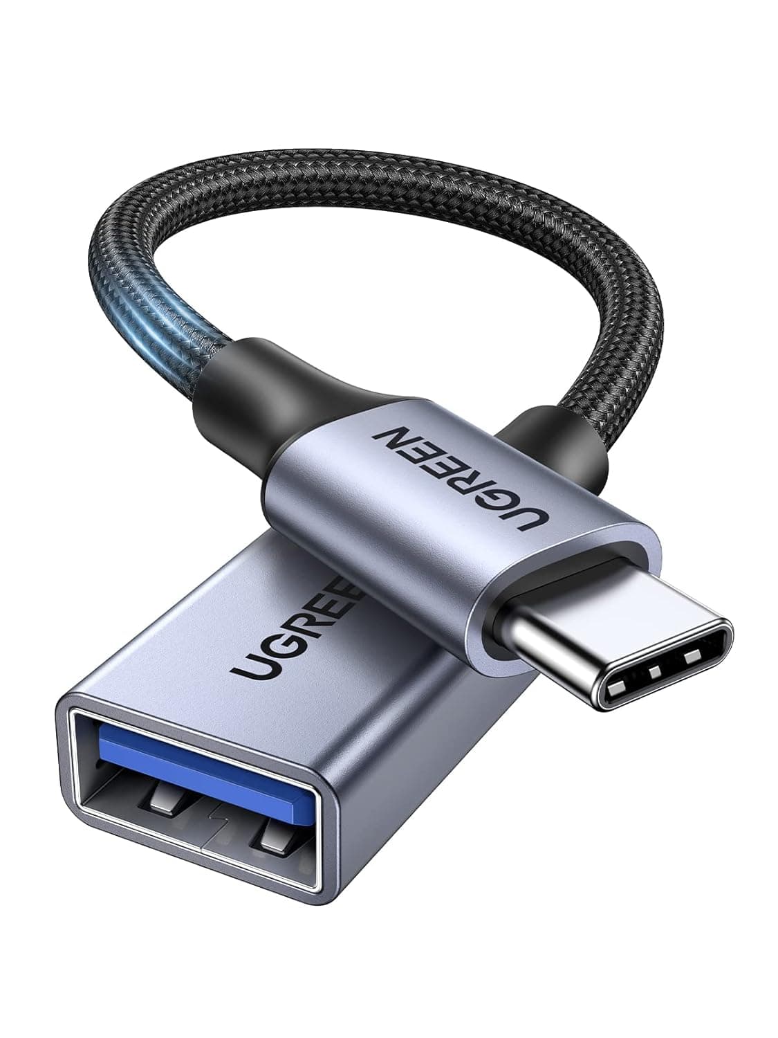 يوجرين USB C إلى USB 3.0 محول مضفر من النوع C ذكر إلى USB أنثى محول OTG محول USB C متوافق مع ماك بوك برو، ايباد برو، مايكروسوفت، سامسونج جالاكسي تاب A8 و S22 ألترا، هواوي، شاومى