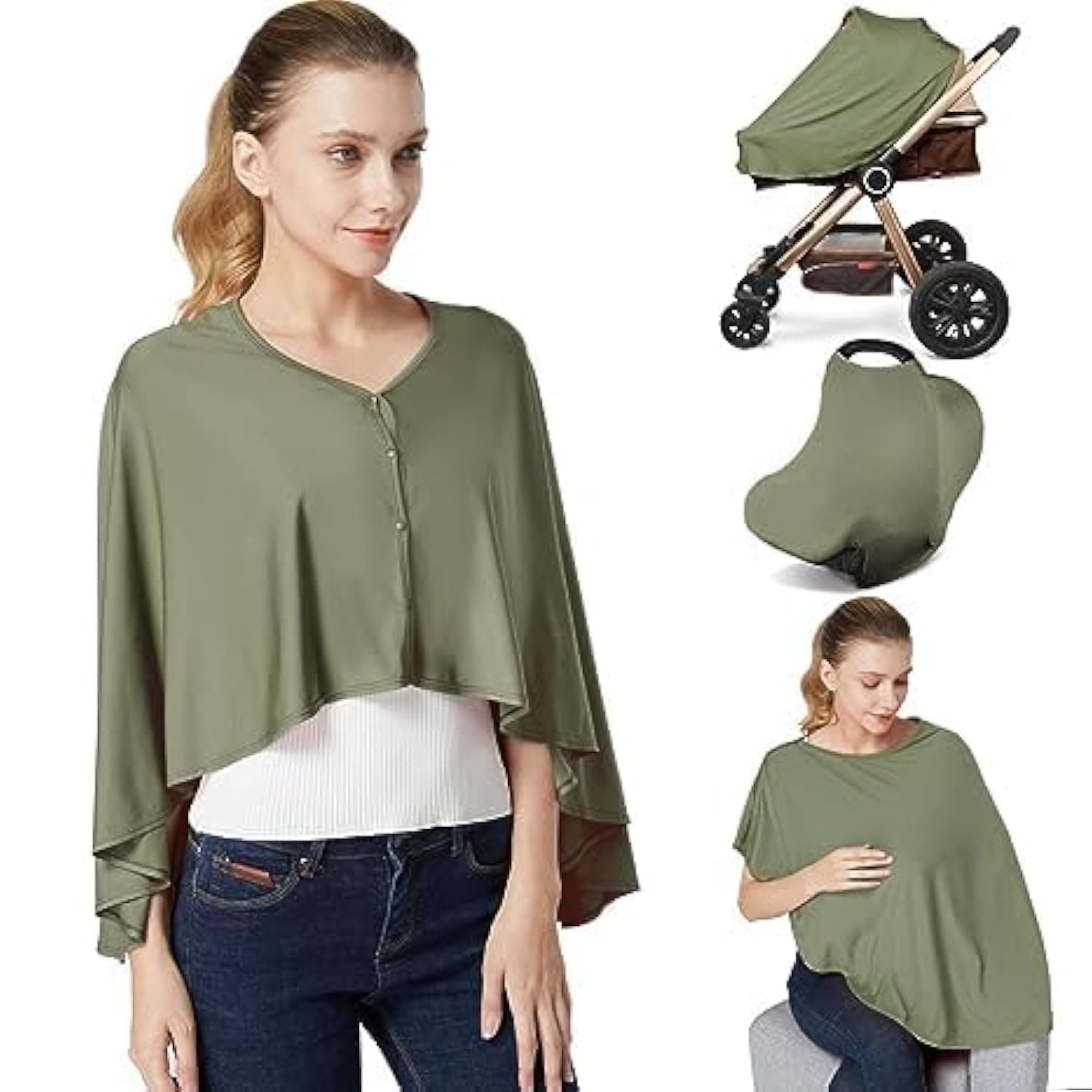 Baby Nursing Poncho, Nursing Cover, Multi Use Breastfeeding Cover for CarSeat Canopy, High Seat Cover, Stroller Cover, Shopping Cart Cover, Breathable Lightweight,for Boy and Girl