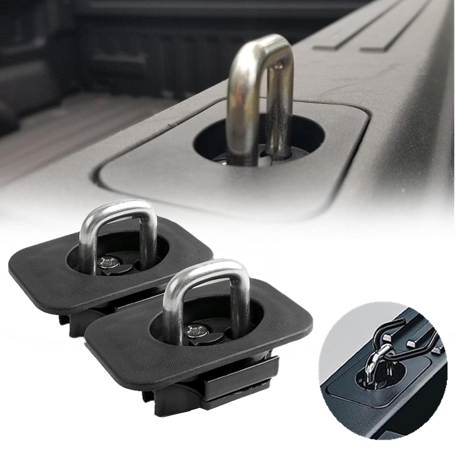 RESTBONE Retractable Truck Bed Tie Down Anchors Compatible with 2015-2024 Ford F150, 2017-2024 Ford Super Duty, 2017-2024 Raptor, Automotive Exterior Accessories, 2 Pack