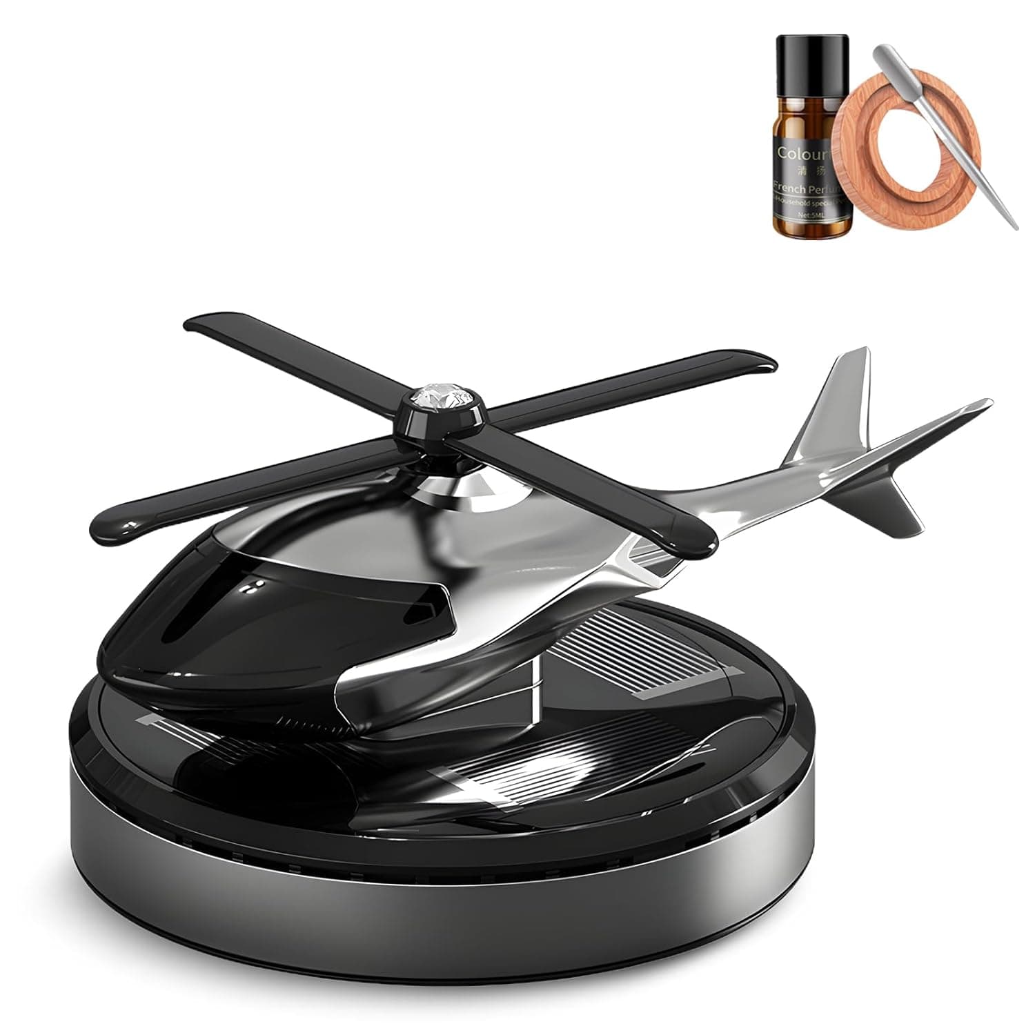 Car Air Freshener, Solar Powered Rotating Incense Diffuser, Creative Airplane Shape Car Aroma Diffuser Aromatherapy Car Interior Autorotation Decoration Accessories for Car Home Office Decor