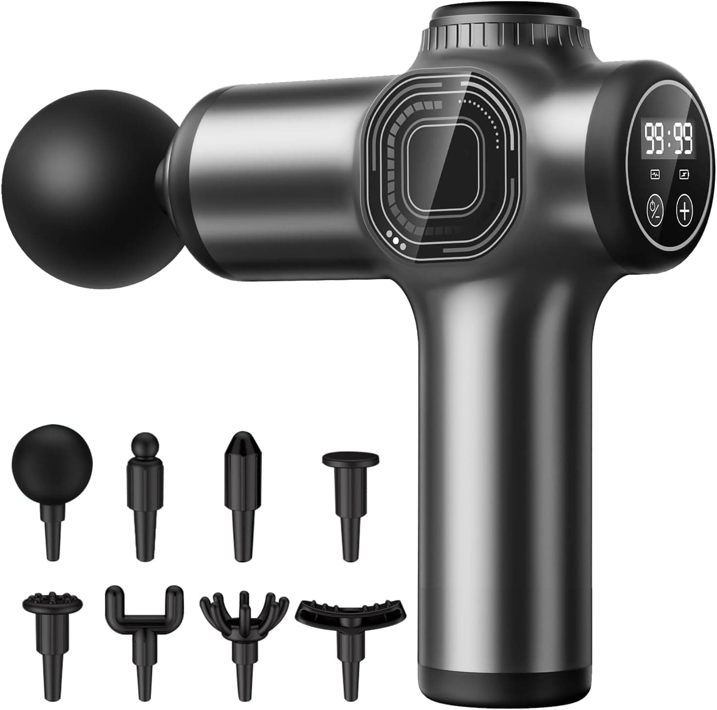 Massage Gun Deep Tissue, Percussion Muscle Massager with 99 Speeds & LCD Screen, 8 Heads - Relaxation Gifts for Athletes Men Women Pain Relief