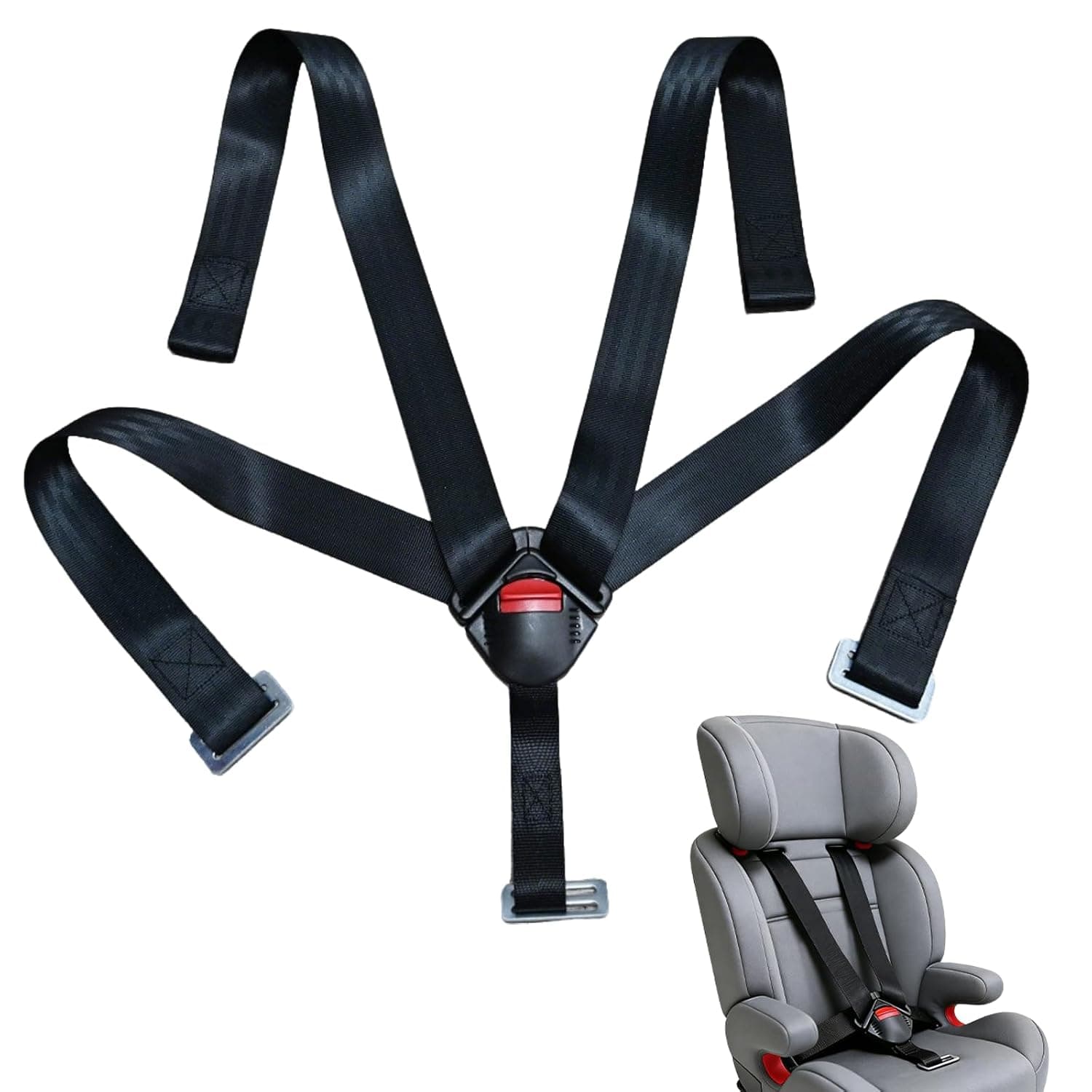 Universal 5 Point Seat Chest Harness with Locking Buckle Adjustable Straps Replacement Part for Highchair Stroller Pushchair