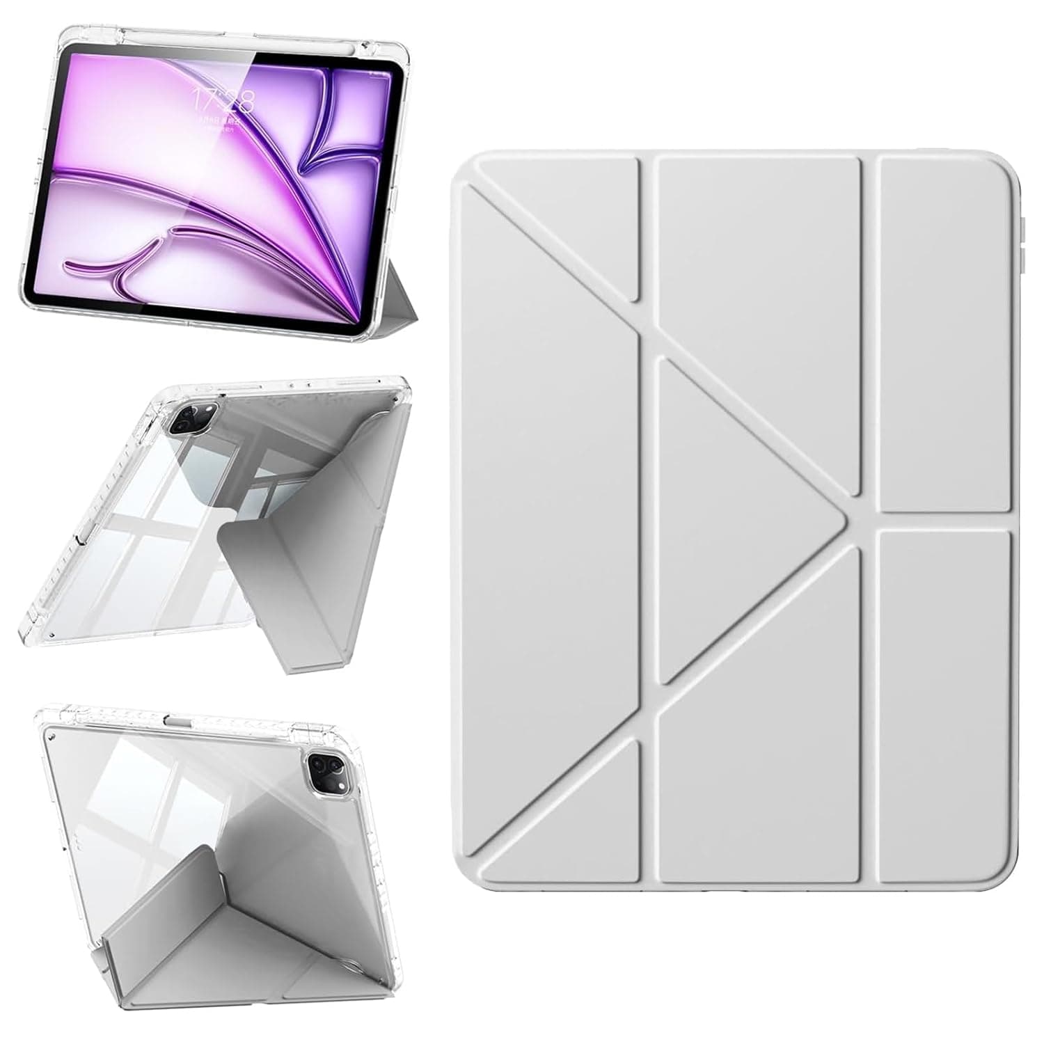 LGVNOWA【Upgraded】Case for iPad A16 11th Generation 11 Inch 2025 & for iPad 10th and 10.9 Inch 2022, Slim Stand Hard Shell Protective Cover with Pencil Holder, Transparent Back Shell(Gray) (Gray)