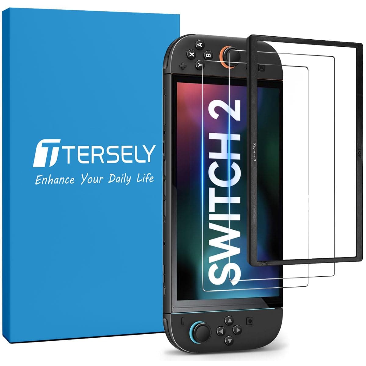 [2 Pack] T Tersely Screen Protector Glass for Nintendo Switch 2 2025 with [Alignment Frame], Premium 9H Tempered Glass