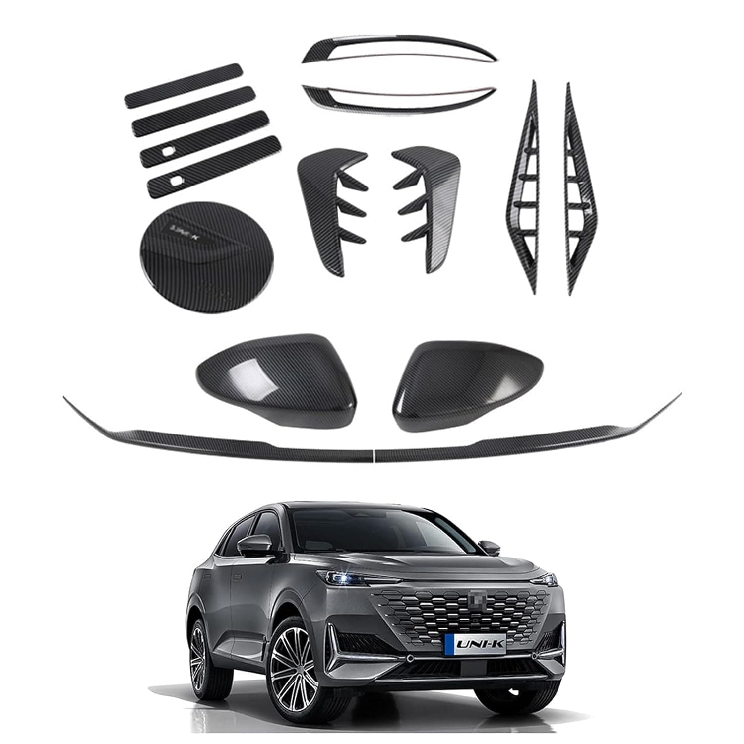 Kit for Changan UNIK accessories exterior trim, door mirror, door handle, front bumper, fog lamp covers protector guards… (rear fog lamp)